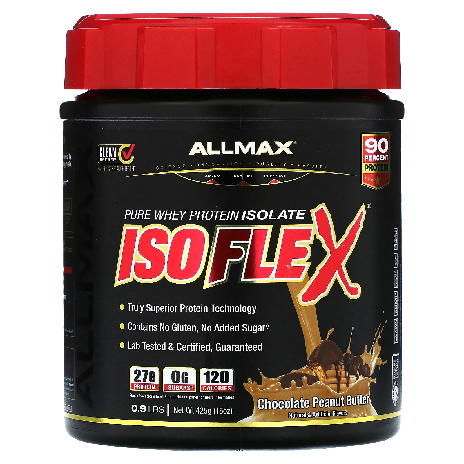 ALLMAX, ISOFLEX®, чистый изолят сывороточного протеина, шоколад с арахисовой пастой, 425 г (0,9 фунта)