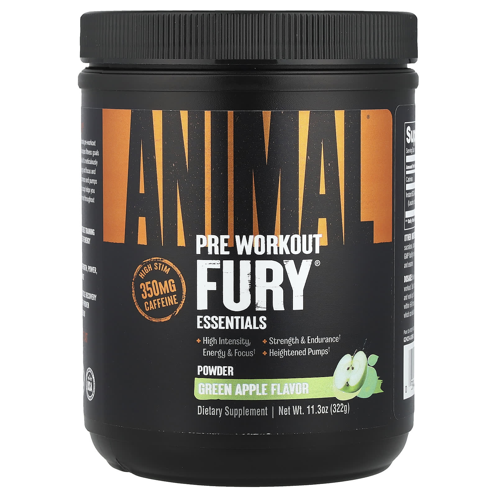 Animal Fury Essentials перед тренировкой зеленое яблоко 322 г 113 унции 5490₽