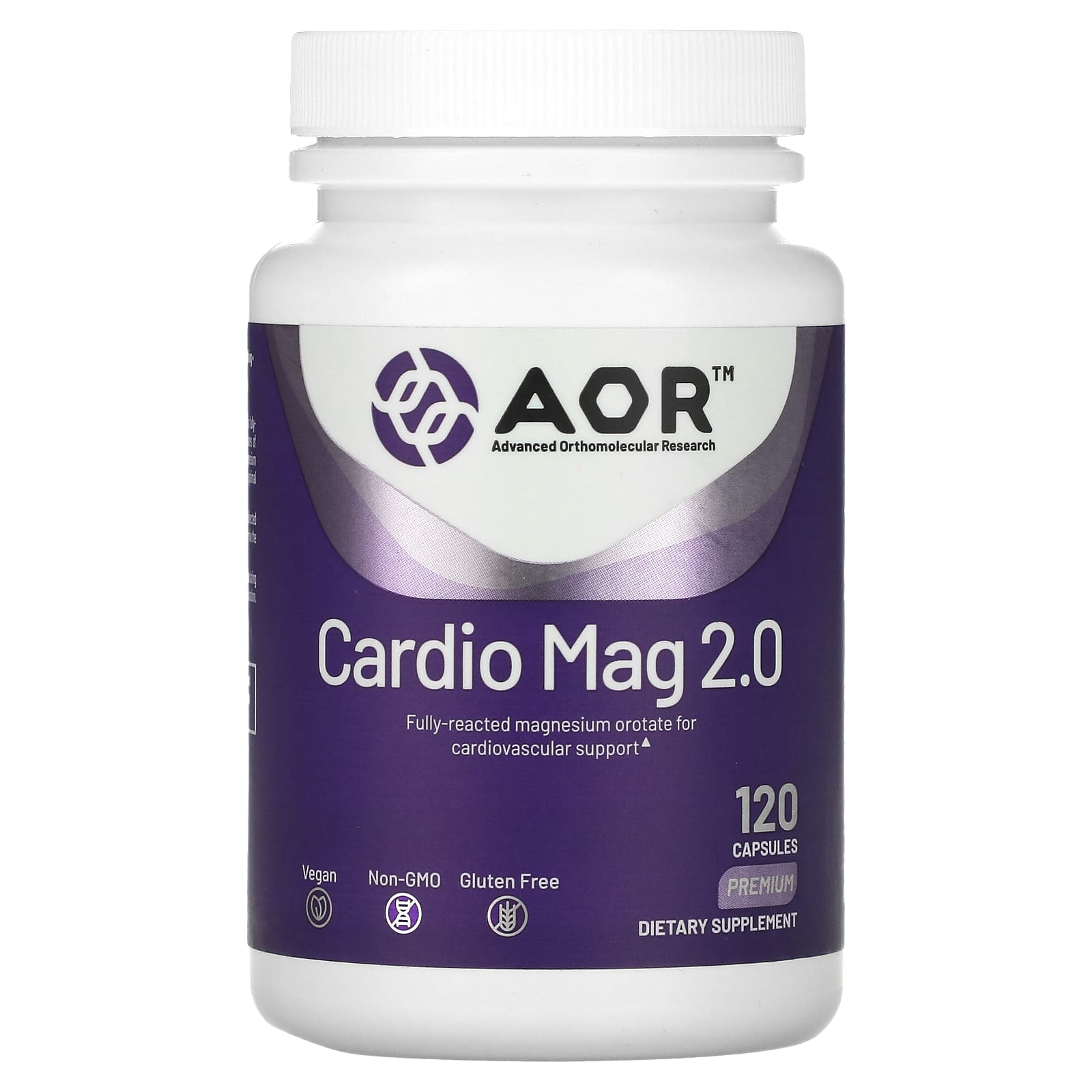 Advanced Orthomolecular Research AOR, Cardio Mag 2.0, 120 растительных капсул