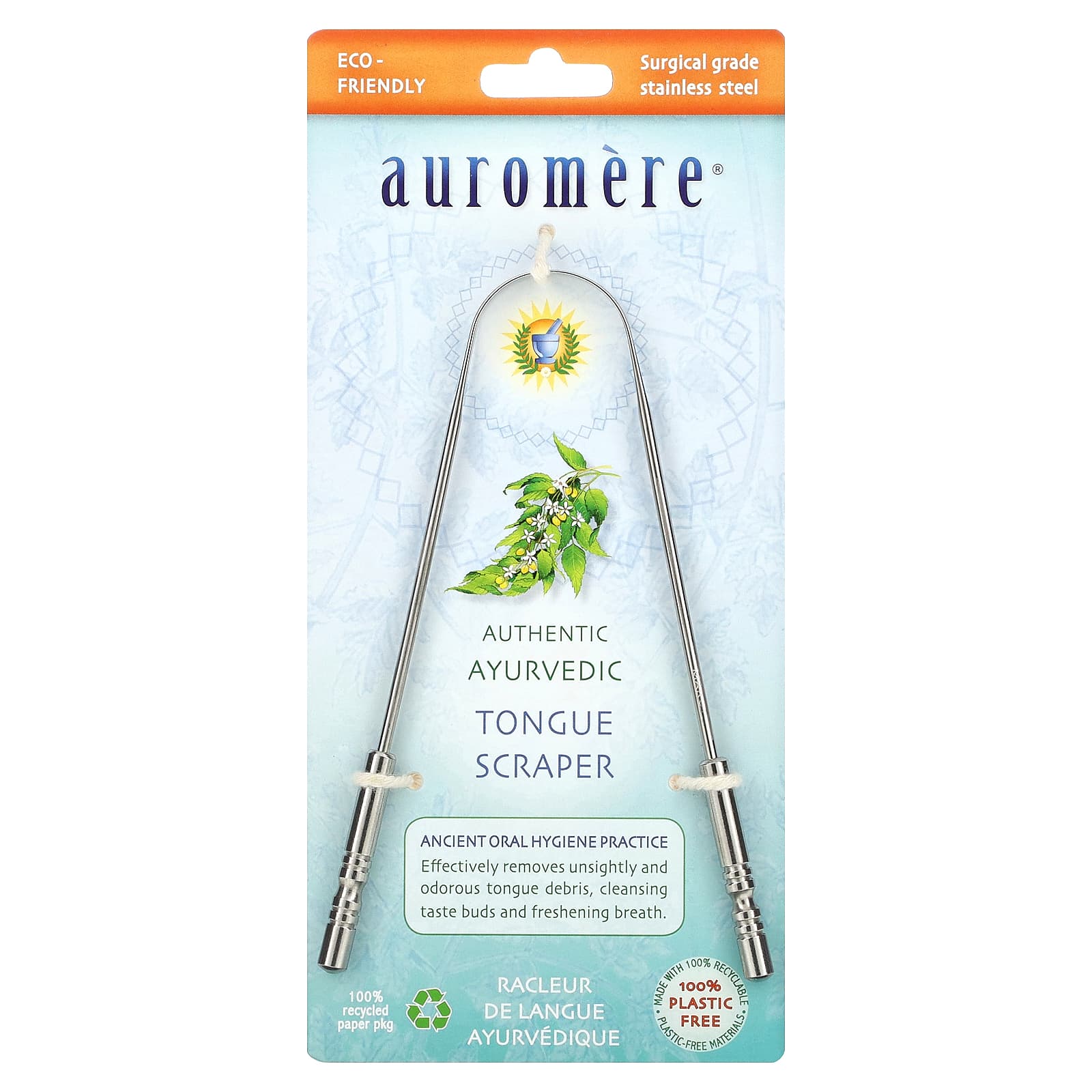 Auromere, Authentic Ayurvedic, скребок для языка, 1 скребок