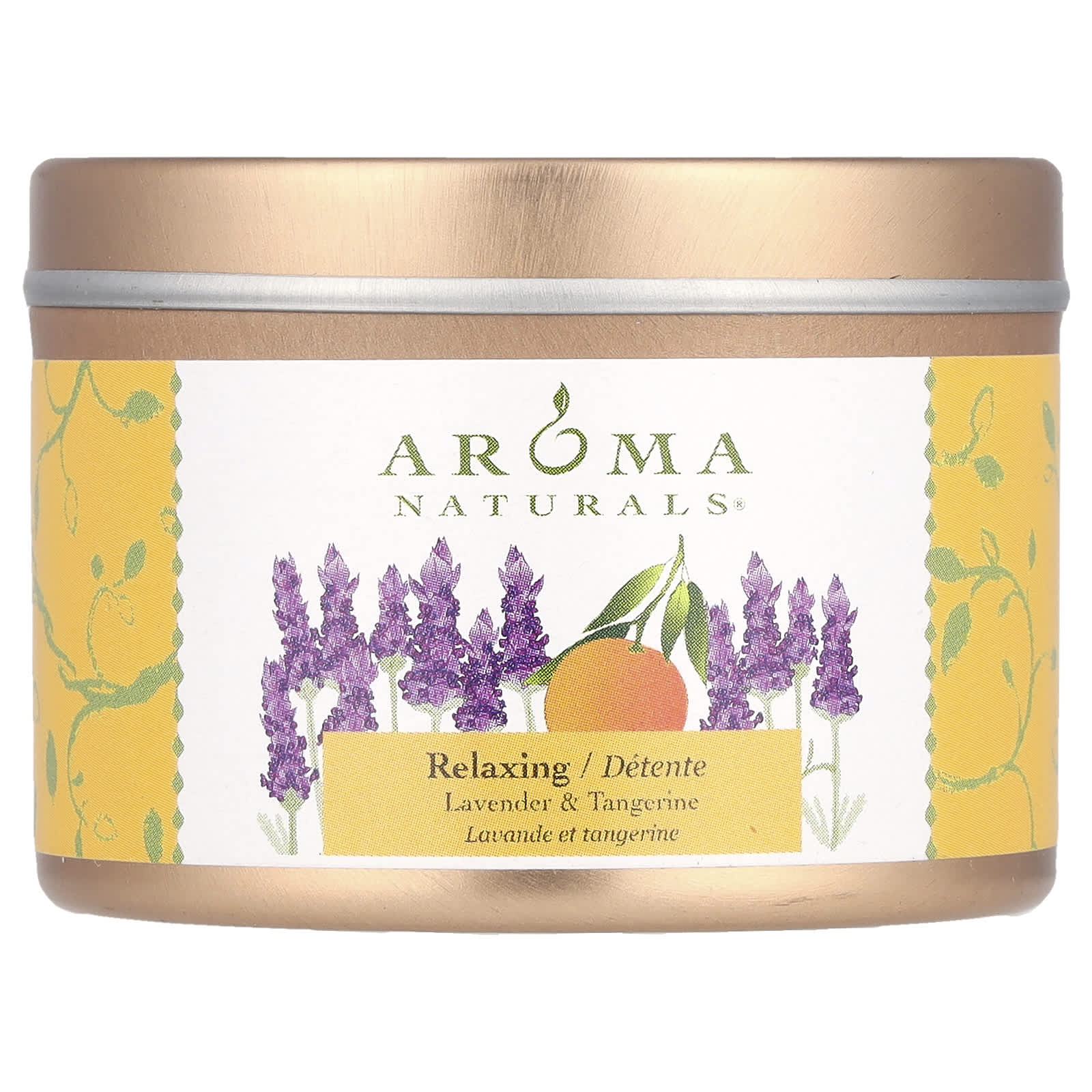 Aroma Naturals, Soy VegePure, свеча для путешествий в жестяной банке, расслабляющая, с лавандой и мандарином, 79,38 г (2,8 унции)