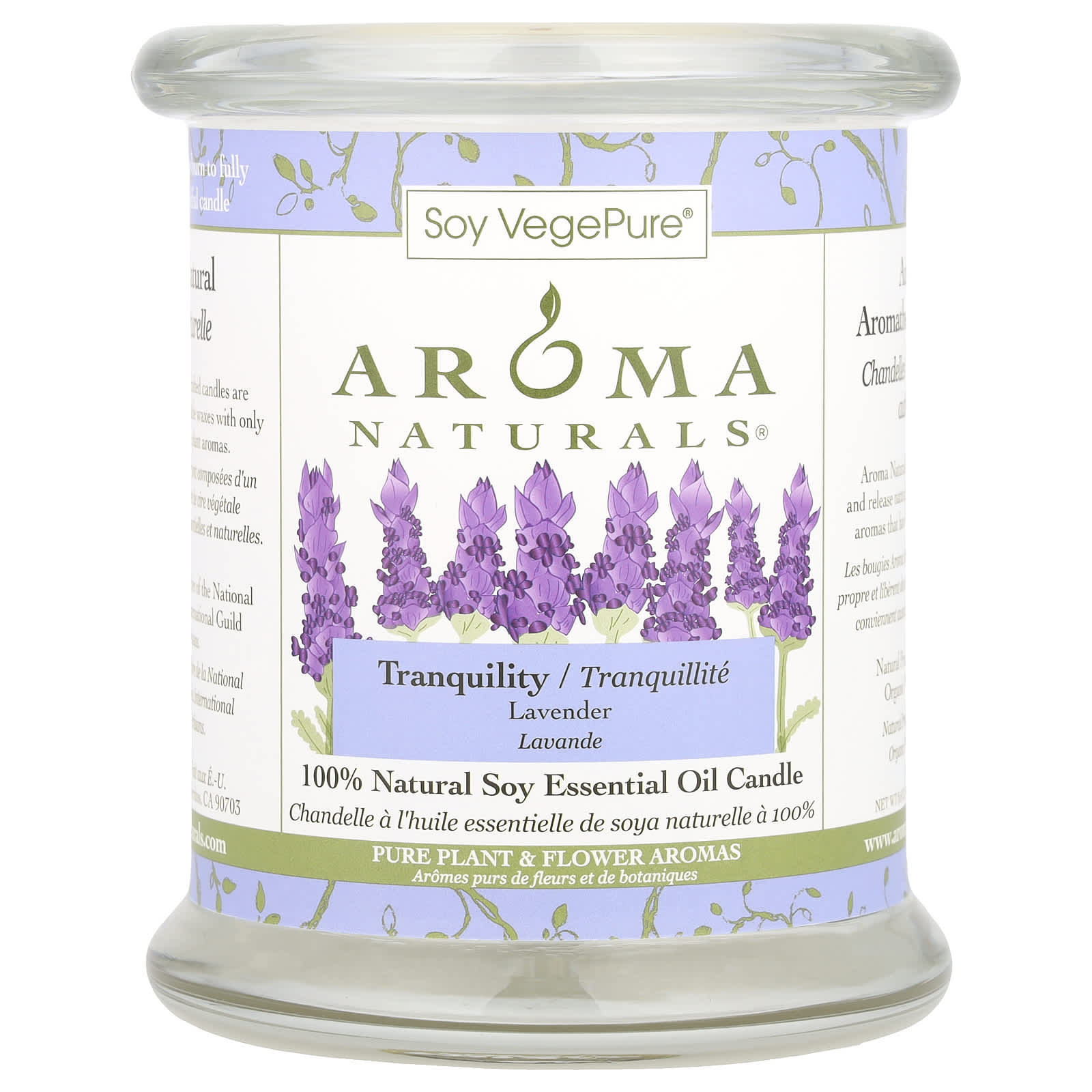 Aroma Naturals, Soy VegePure®, свеча из 100% натурального соевого масла, Tranquility, лаванда, 260 г (8,8 унции)