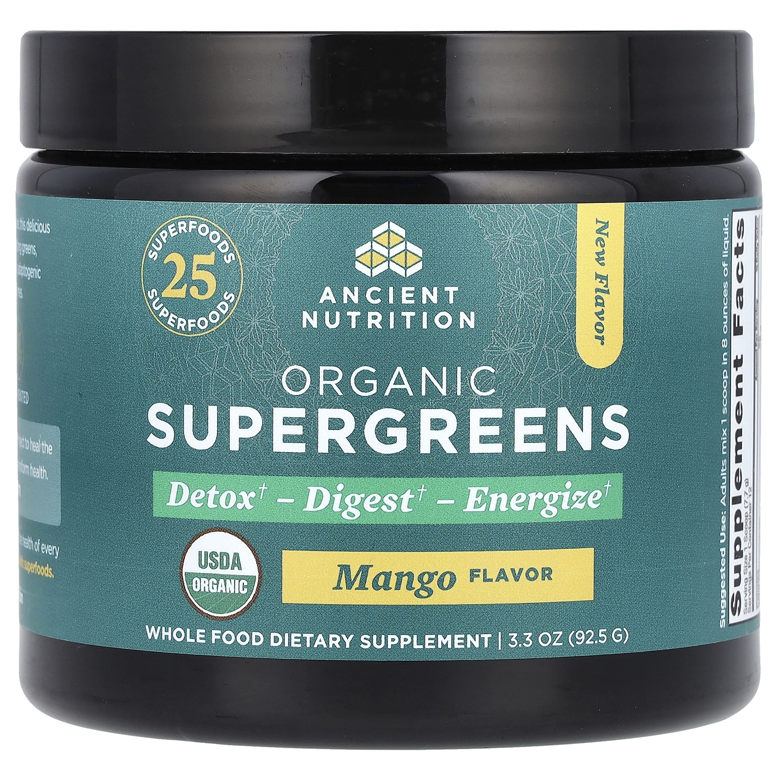 Ancient Nutrition Organic SuperGreens манго 925 г 33 унции 4890₽