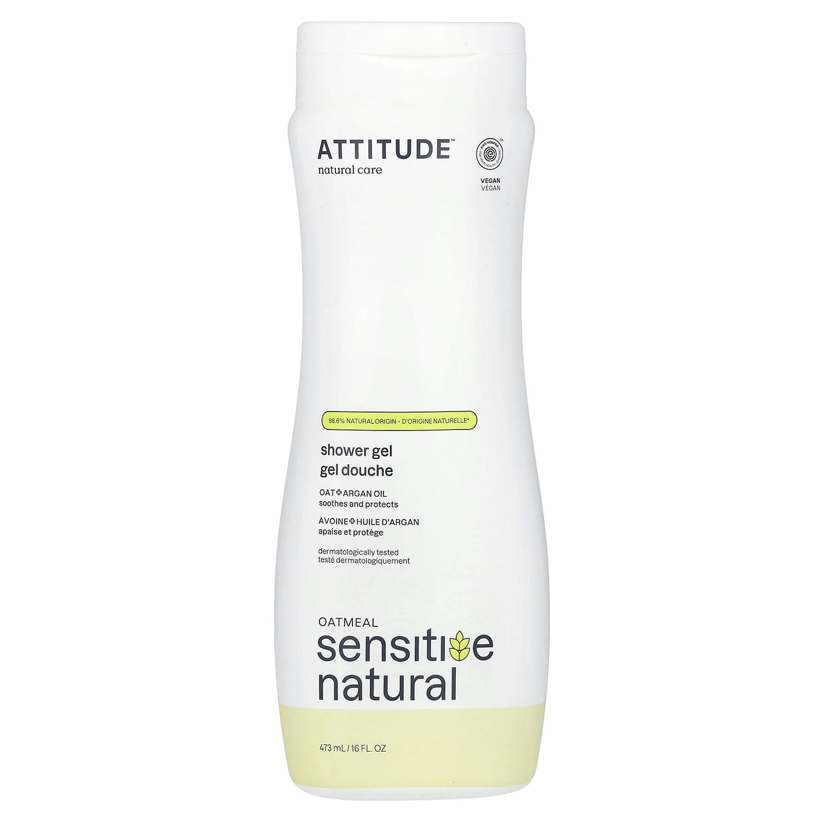 ATTITUDE, Oatmeal Sensitive Natural Care, гель для душа, увлажнение и восстановление, аргановое масло, 473 мл (16 жидк. Унций)