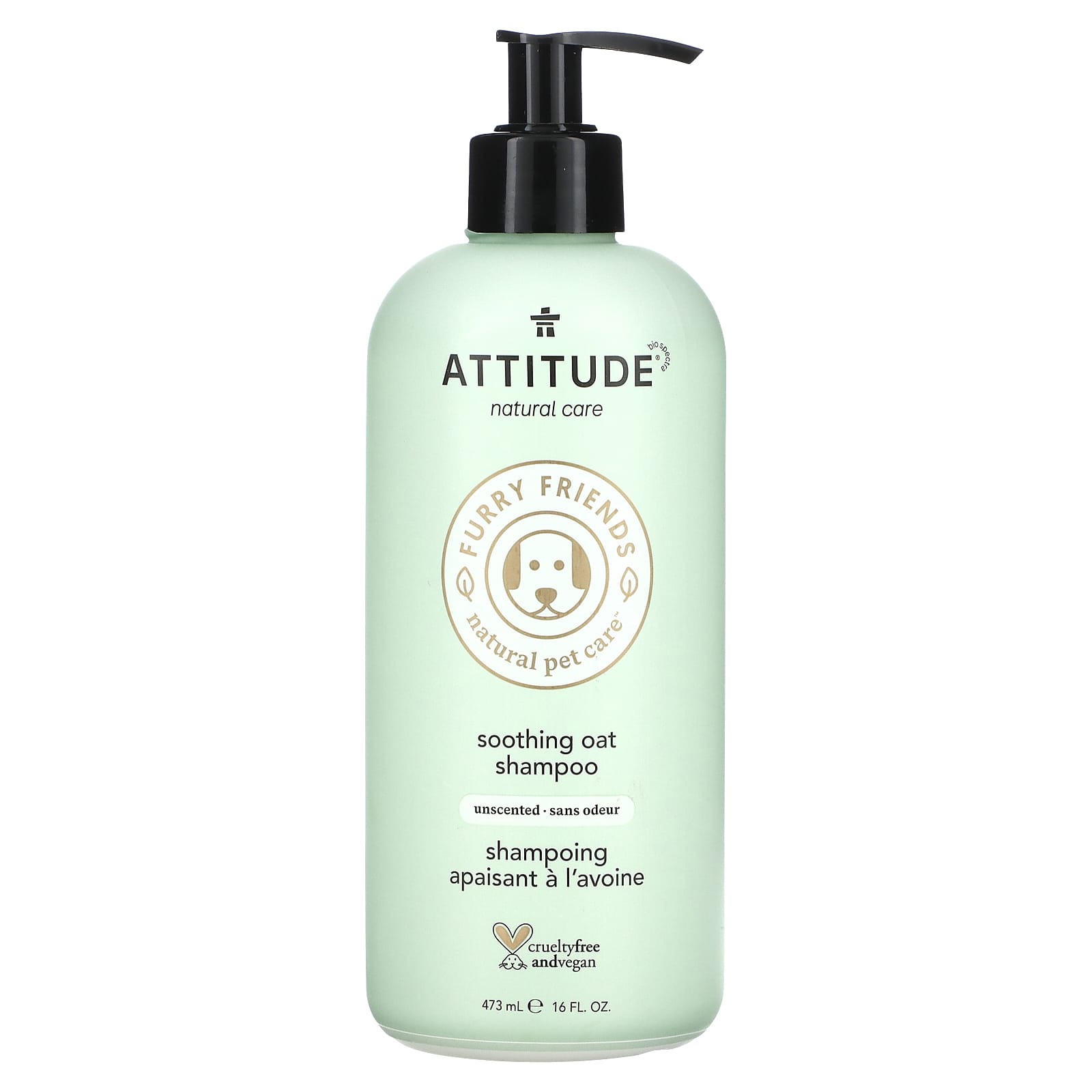 ATTITUDE, Furry Friends, Natural Pet Care, успокаивающий шампунь из овса, без запаха, 473 мл (16 жидк. Унций)