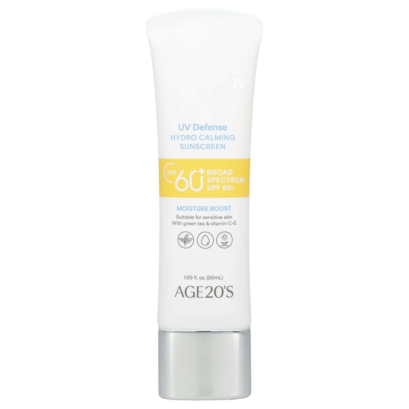 AGE20'S, UV Defense, увлажняющее, успокаивающее солнцезащитное средство, SPF 60+, 50 мл (1,69 жидк. Унции)