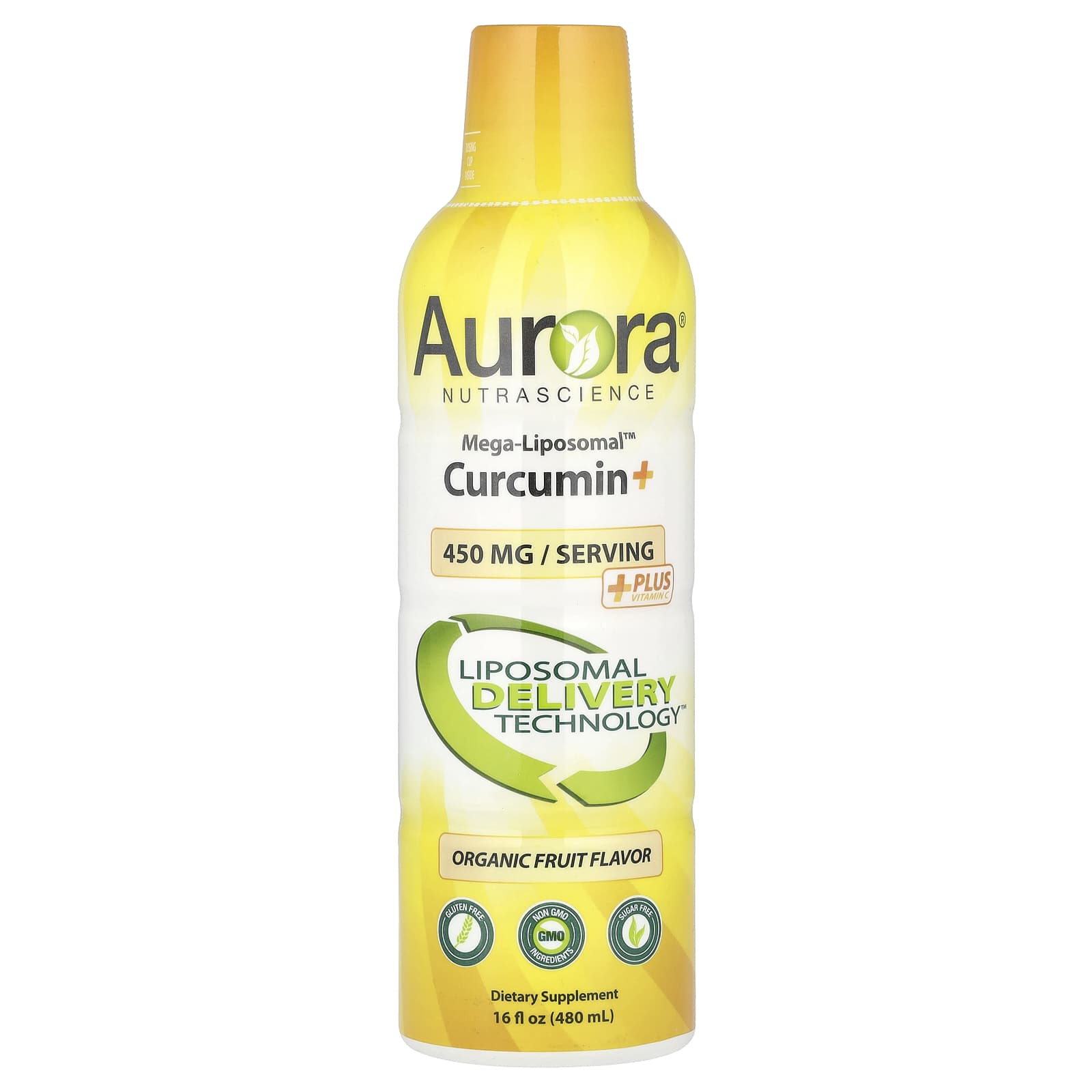 Aurora Nutrascience Mega-Liposomal Curcumin мега липосомальный куркумин со вкусом органических фруктов 600 мг 480 мл 16 жидк унций 8790₽