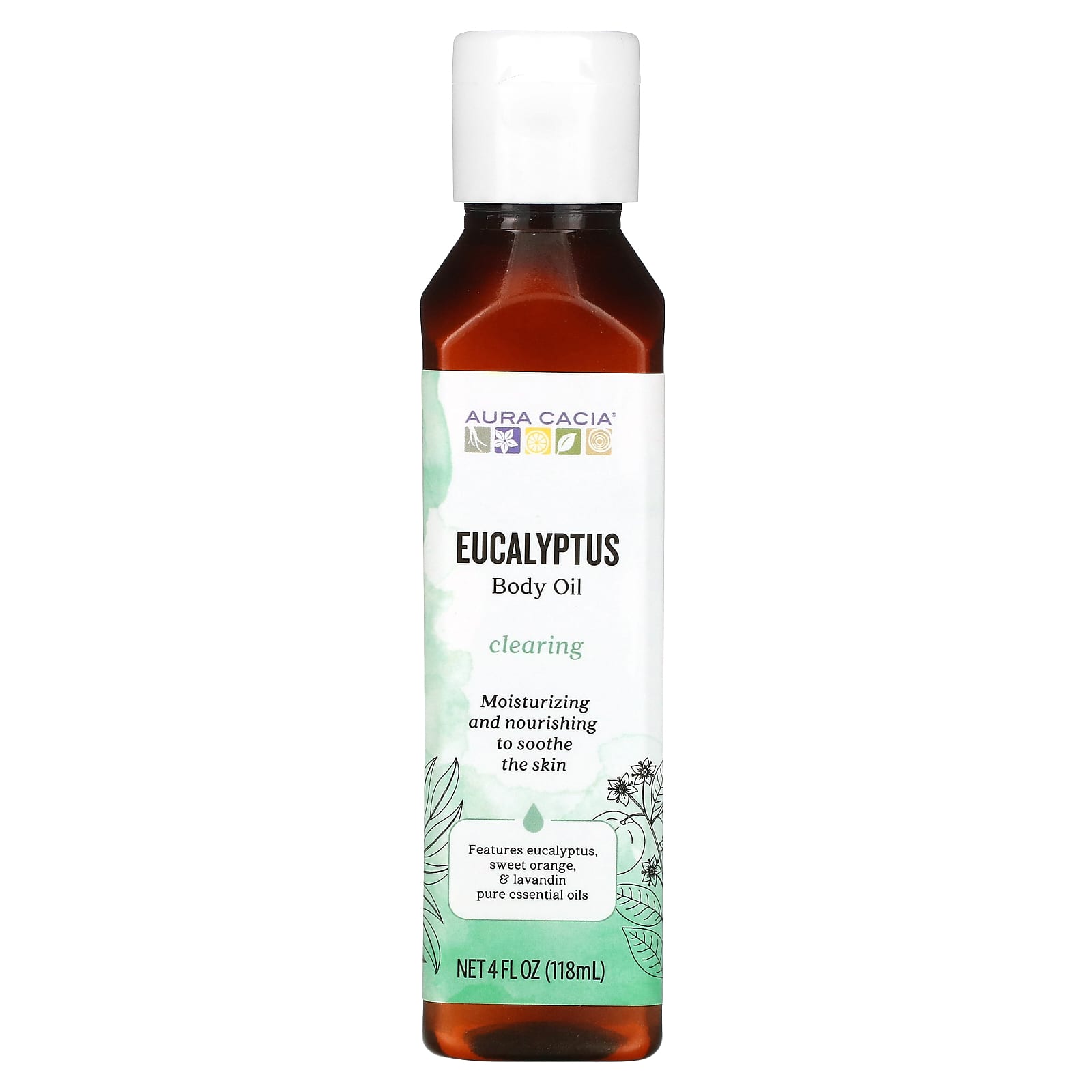 Aura Cacia, Ароматерапевтическое масло для тела, легкое дыхание эвкалипта, 4 жидких унции (118 мл)