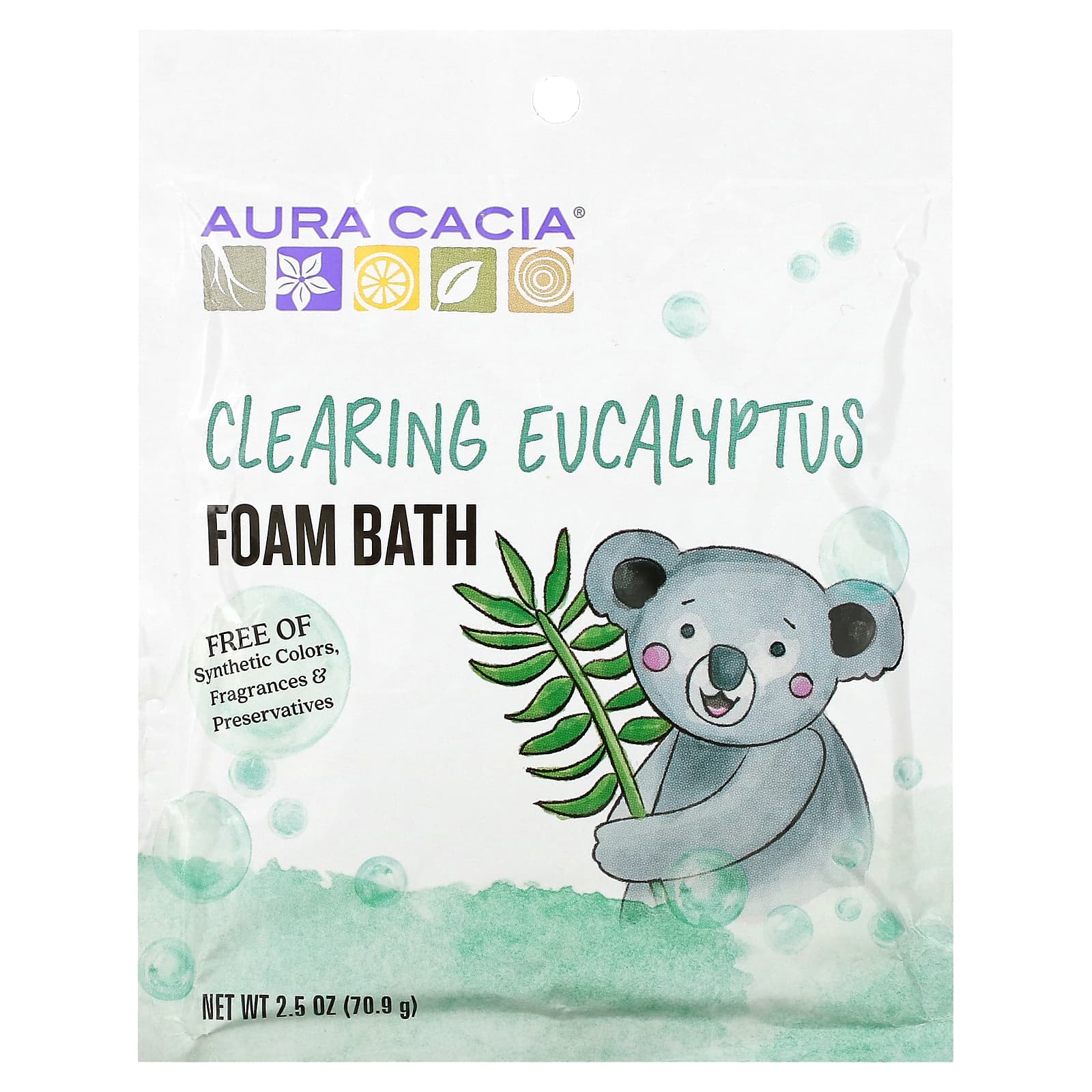 Aura Cacia, очищающая пена для ванны, эвкалипт, 70,9 г (2,5 унции)