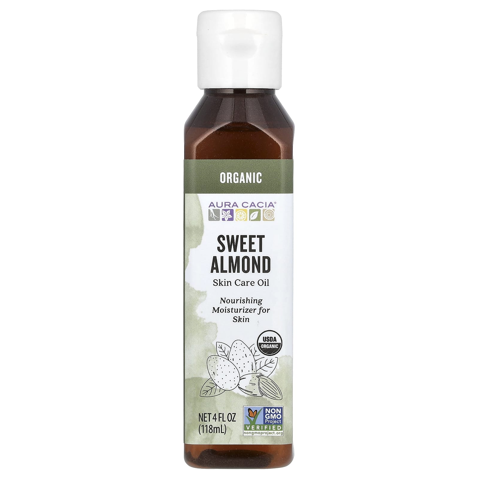 Aura Cacia, Organic, масло для ухода за кожей, сладкий миндаль, 118 мл (4 жидк. Унции)