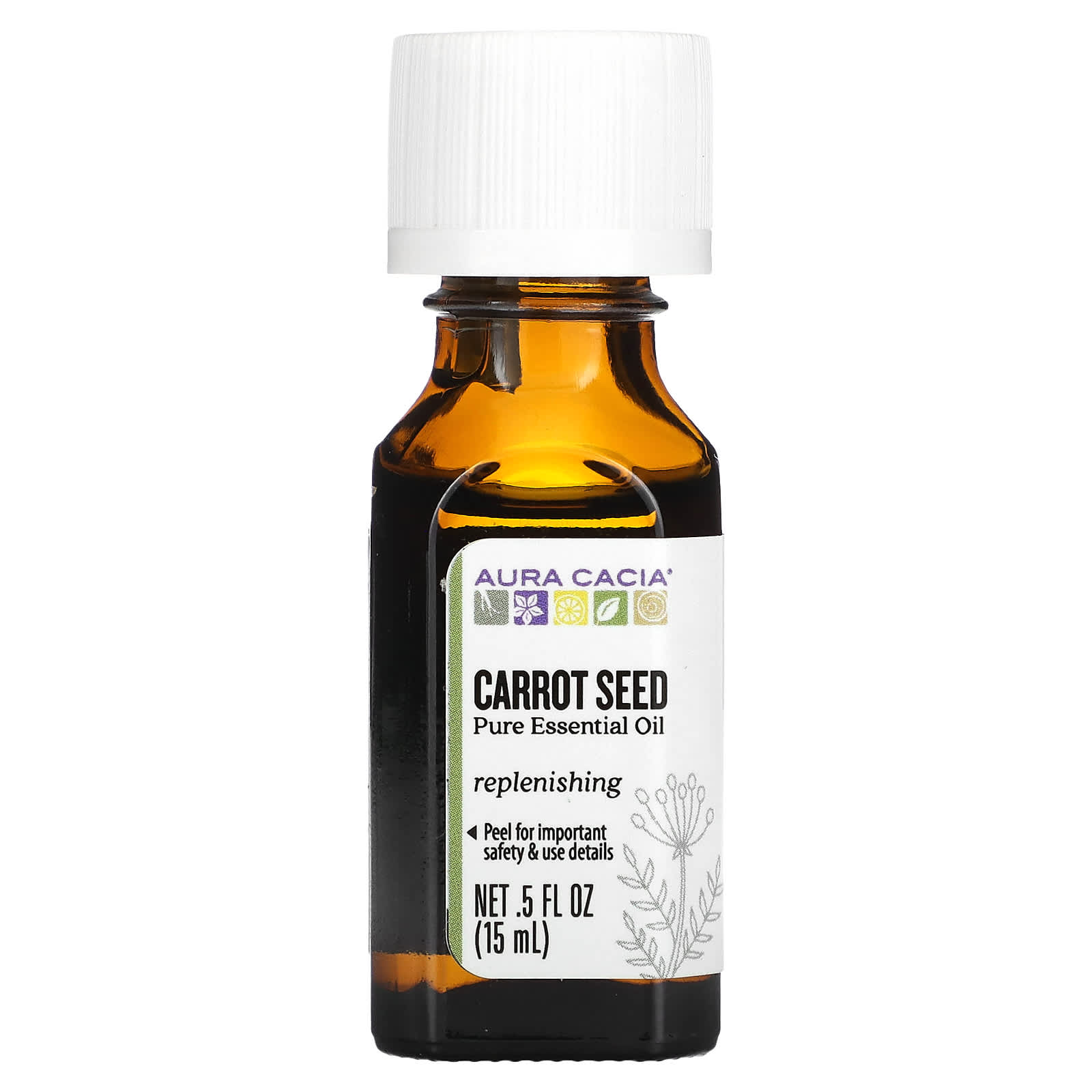 Aura Cacia, 100% чистое эфирное масло, семена моркови, 15 мл (0,5 жидк. унции)