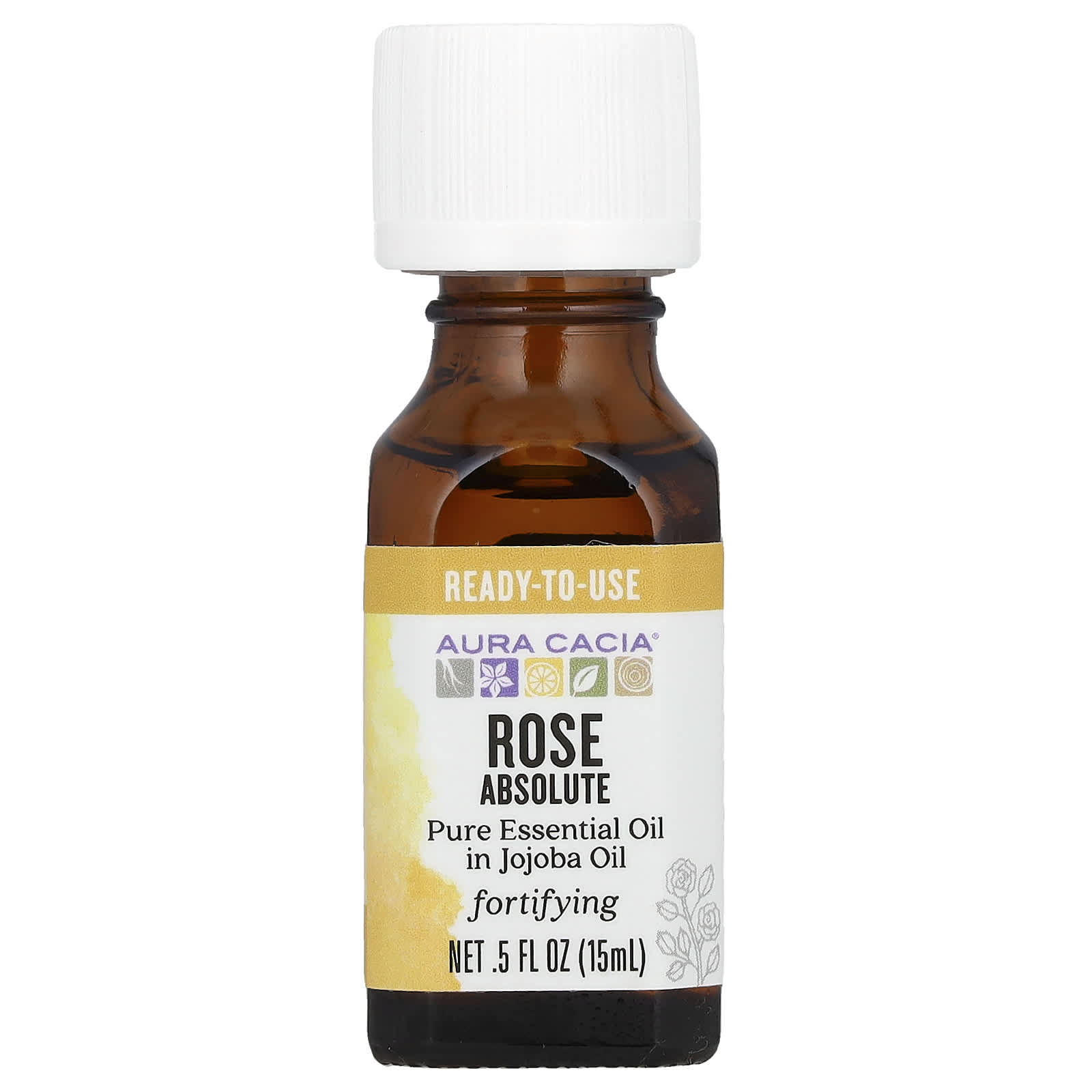 Aura Cacia, Чистое эфирное масло в масле жожоба, абсолют розы, 15 мл (0,5 жидк. Унции)