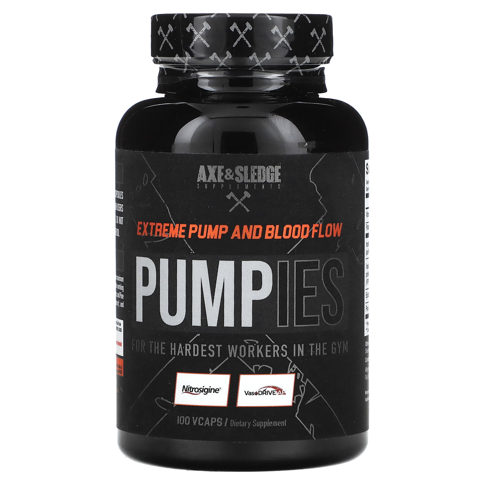 Axe - Sledge Supplements, Pumpies, эффективная накачка и кровообращение, 100 капсул Vcaps