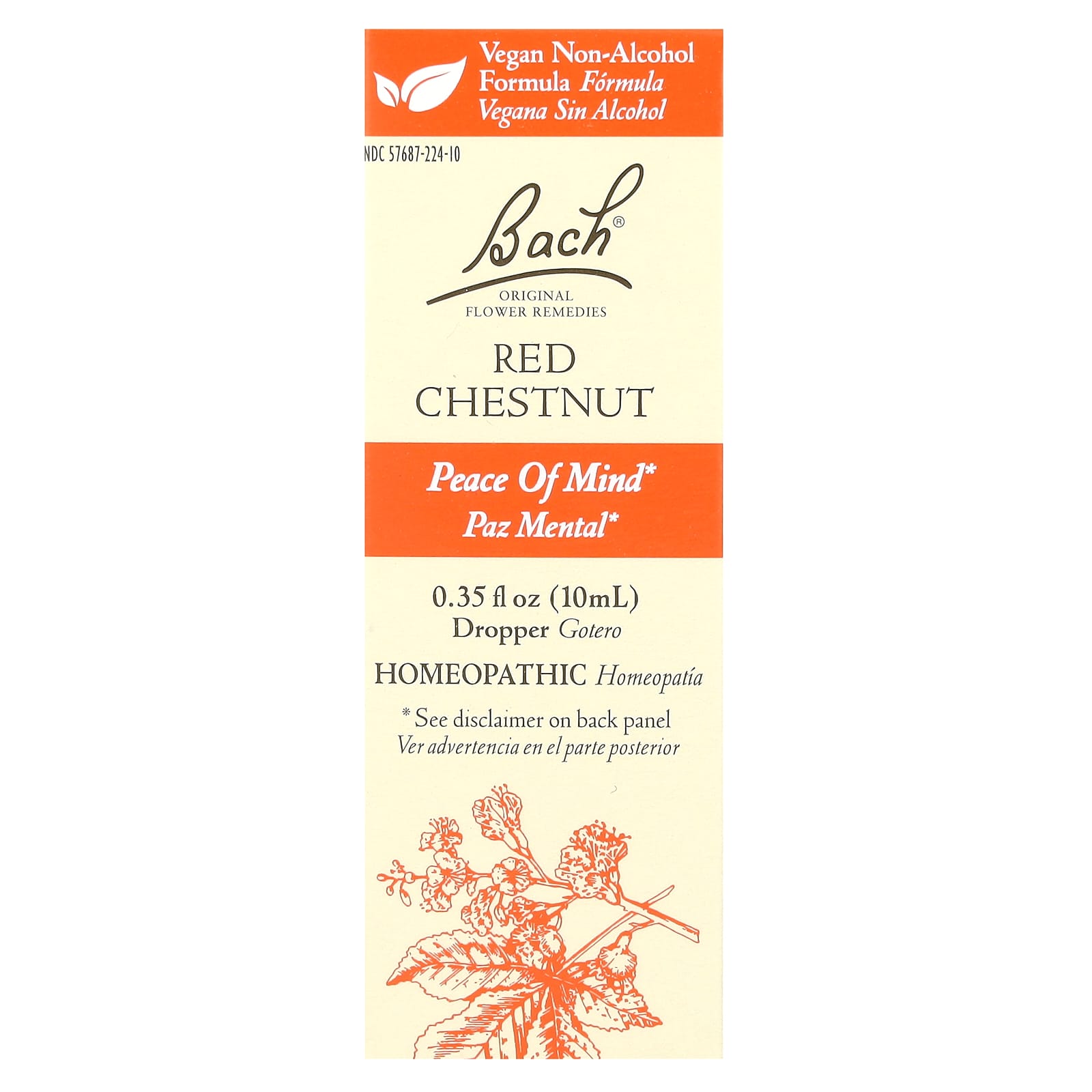 Bach, Original Flower Remedies, экстракт красного каштана, 10 мл (0,35 жидк. унции)