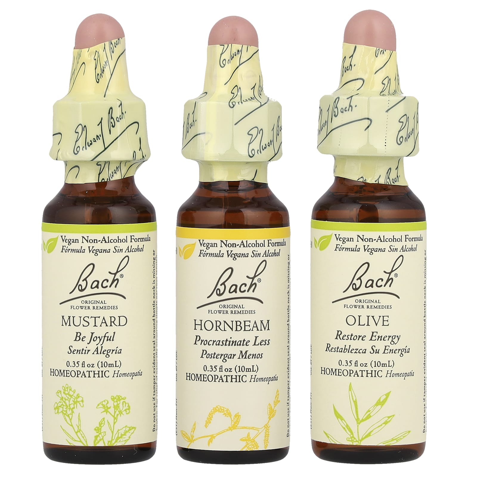 Bach, Original Flower Remedies, набор для поддержания психической энергии, эмоциональные взлеты и падения, 3 пипетки, по 10 мл (0,35 жидк. Унции)