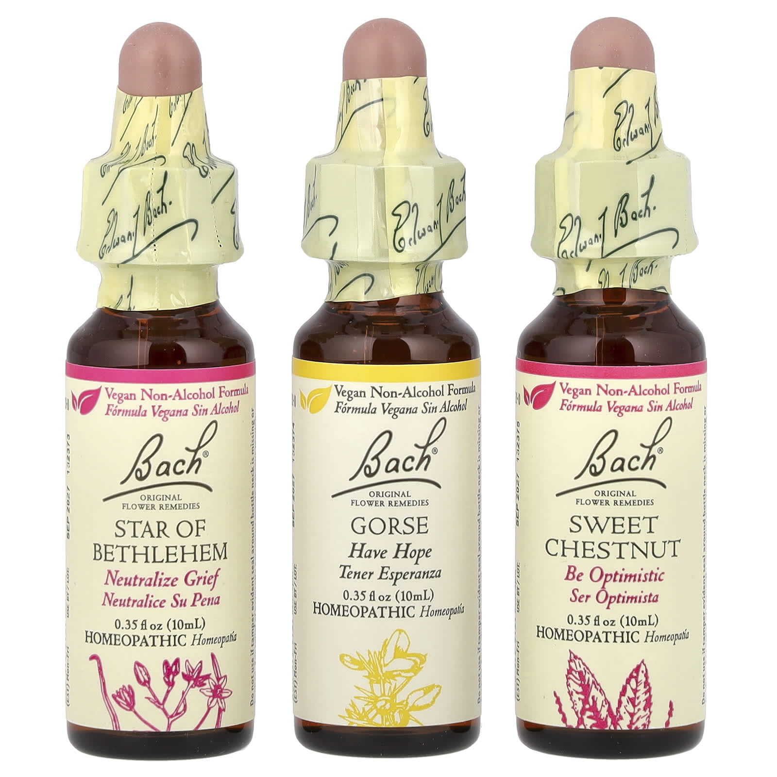 Bach, Original Flower Remedies, Comfort Kit, Hope & Joy, 3 пипетки, 10 мл (0,35 жидк. Унции)