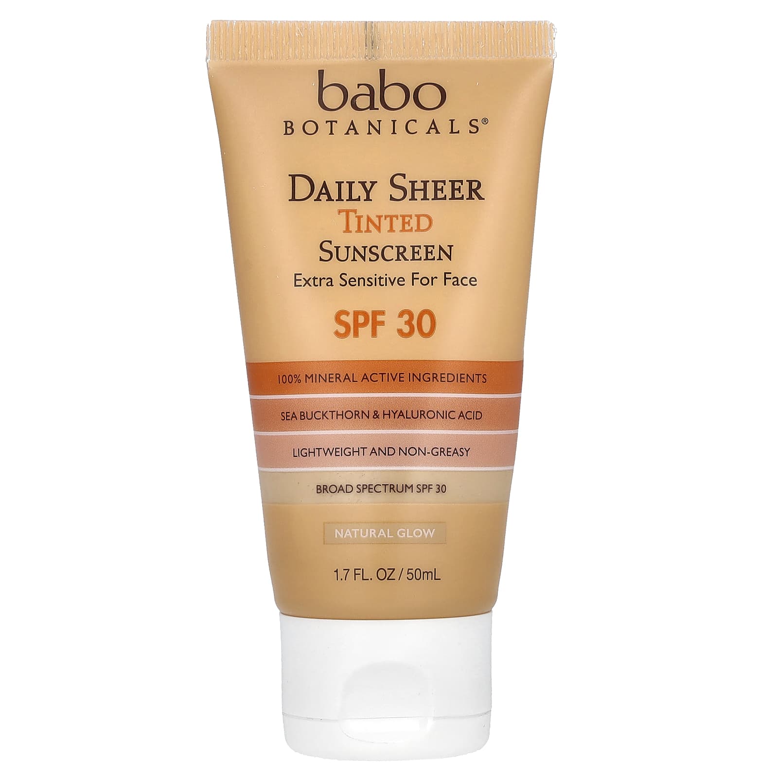 Babo Botanicals, солнцезащитный крем для ежедневного использования, SPF 30, натуральное сияние, без отдушек, 50 мл (1,7 жидк. унции)