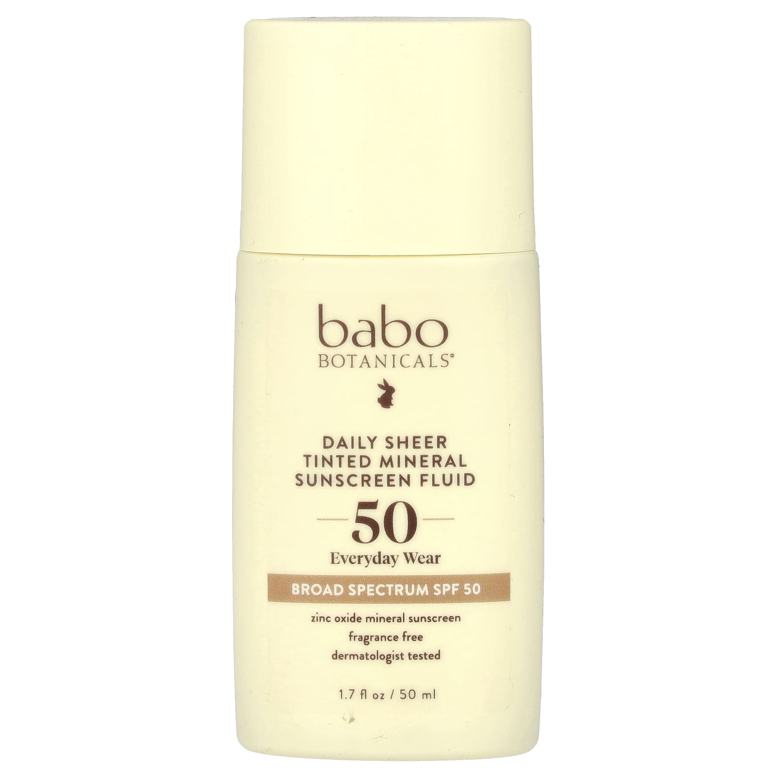 Babo Botanicals, ежедневный солнцезащитный жидкий минерал с полупрозрачным оттенком, SPF 50, без отдушек, 50 мл (1,7 жидк. унции)