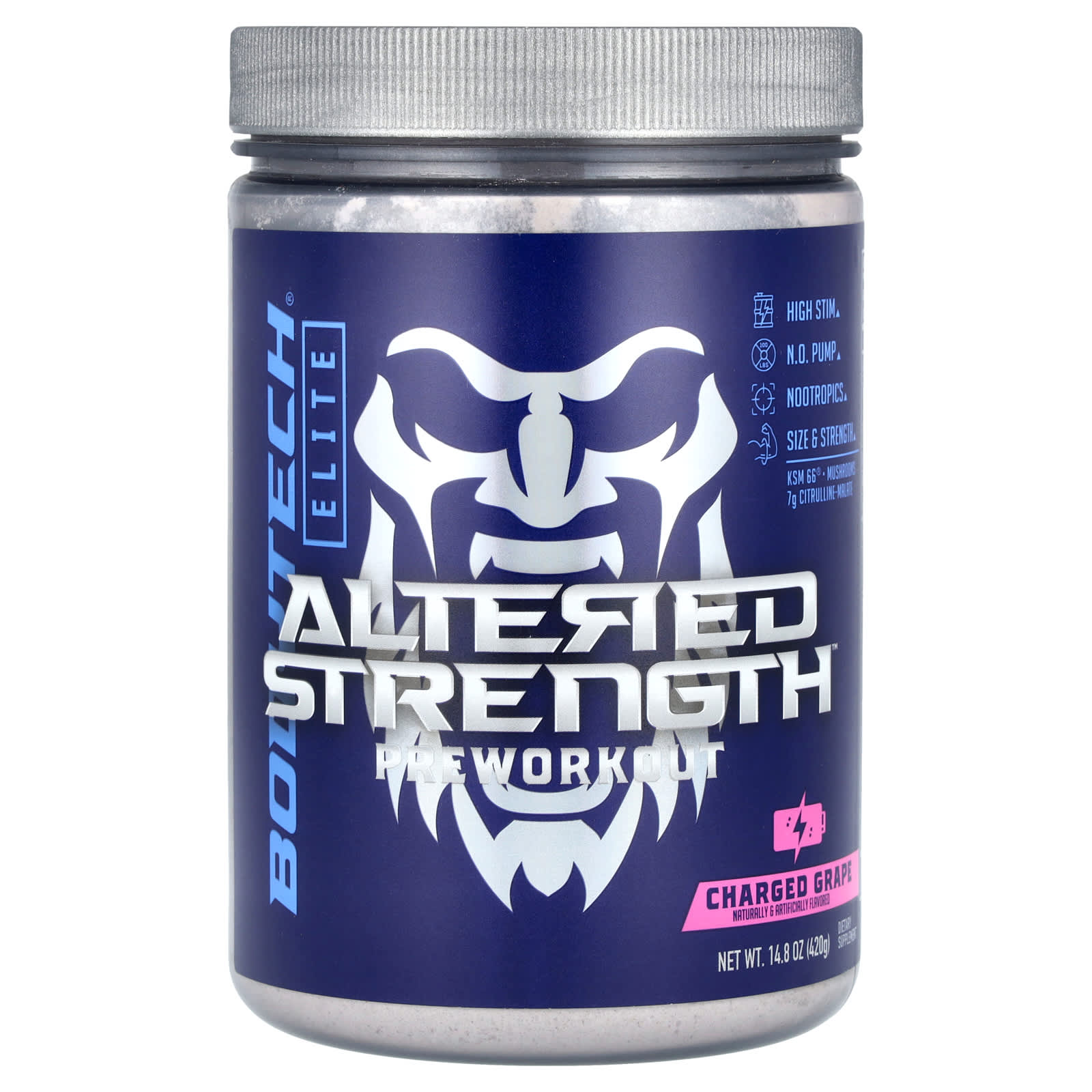 BodyTech Elite Altered Strength предтренировочный комплекс заряженный виноград 420 г 148 унции 9290₽