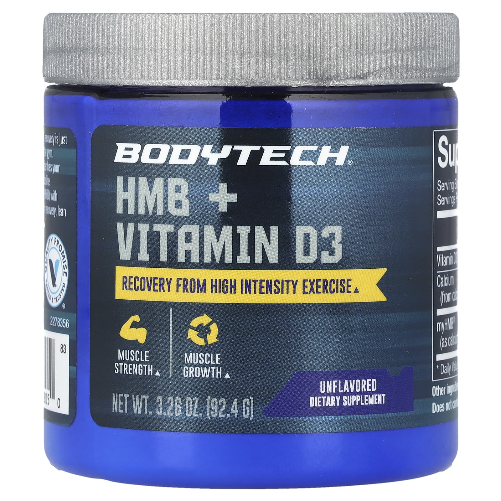 BodyTech, HMB + витамин D3, без добавок, 92,4 г (3,26 унции)
