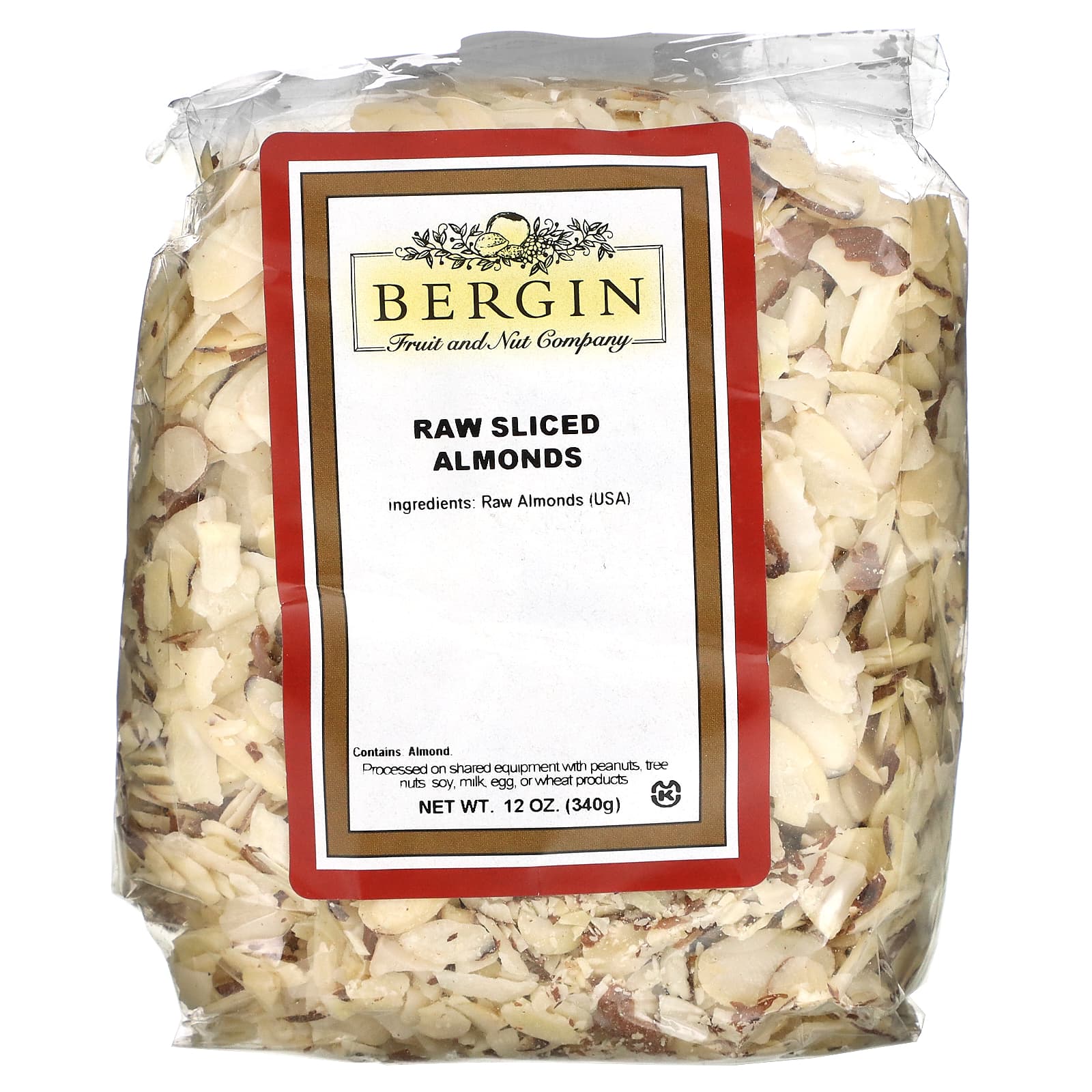 Bergin Fruit and Nut Company Сырой нарезанный ломтиками миндаль 12 унций 340 г 2190₽