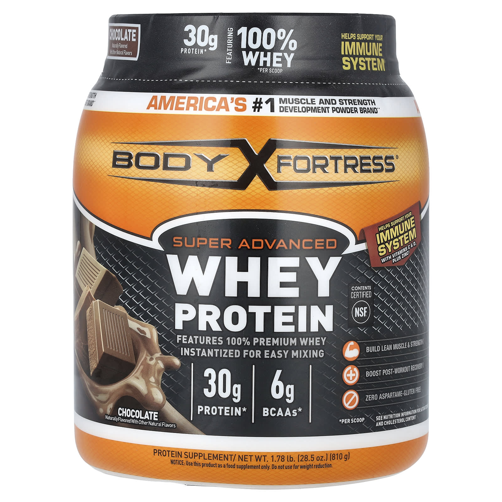 Body Fortress Super Advanced Whey Protein улучшенный сывороточный протеин со вкусом шоколада 810 г 178 фунта 6190₽