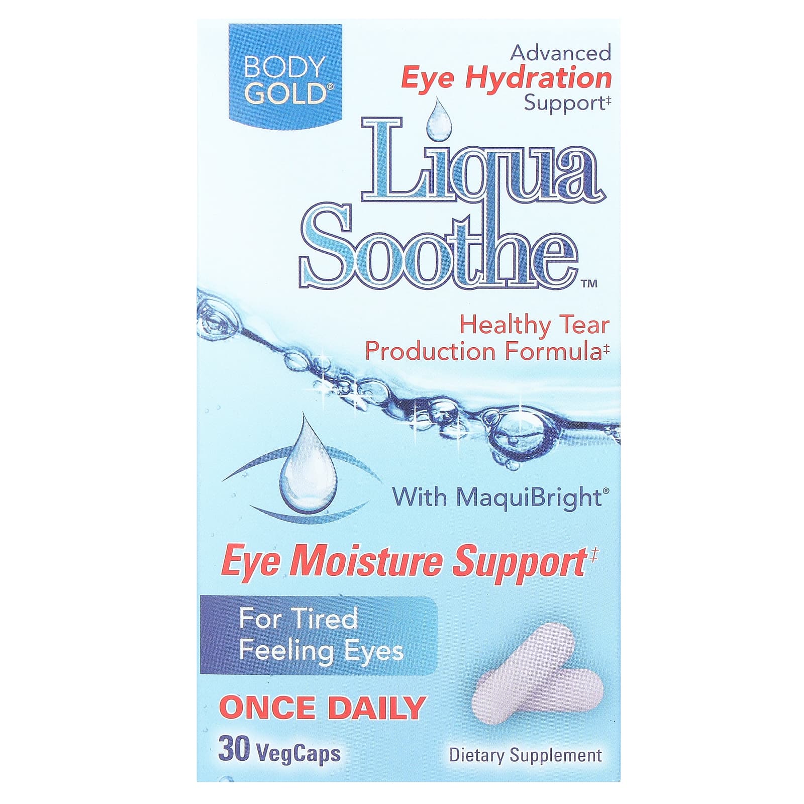BodyGold, Liqua Soothe, 30 растительных капсул