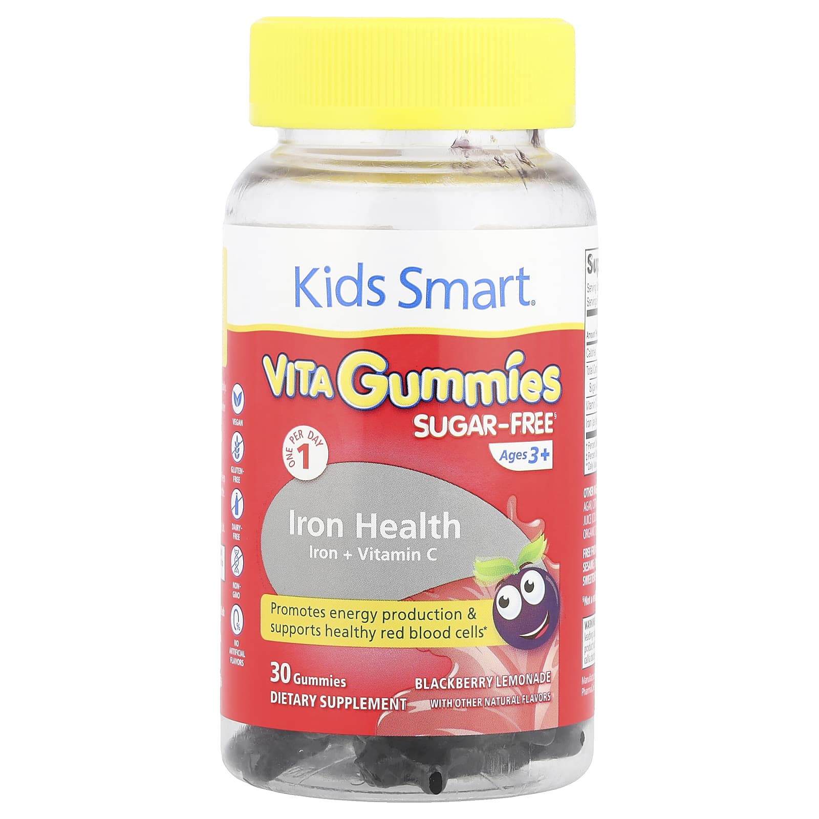 Bioglan Kids Smart VITA Gummies железо и витамин C для детей от 3 лет ежевичный лимонад 30 жевательных таблеток 1390₽