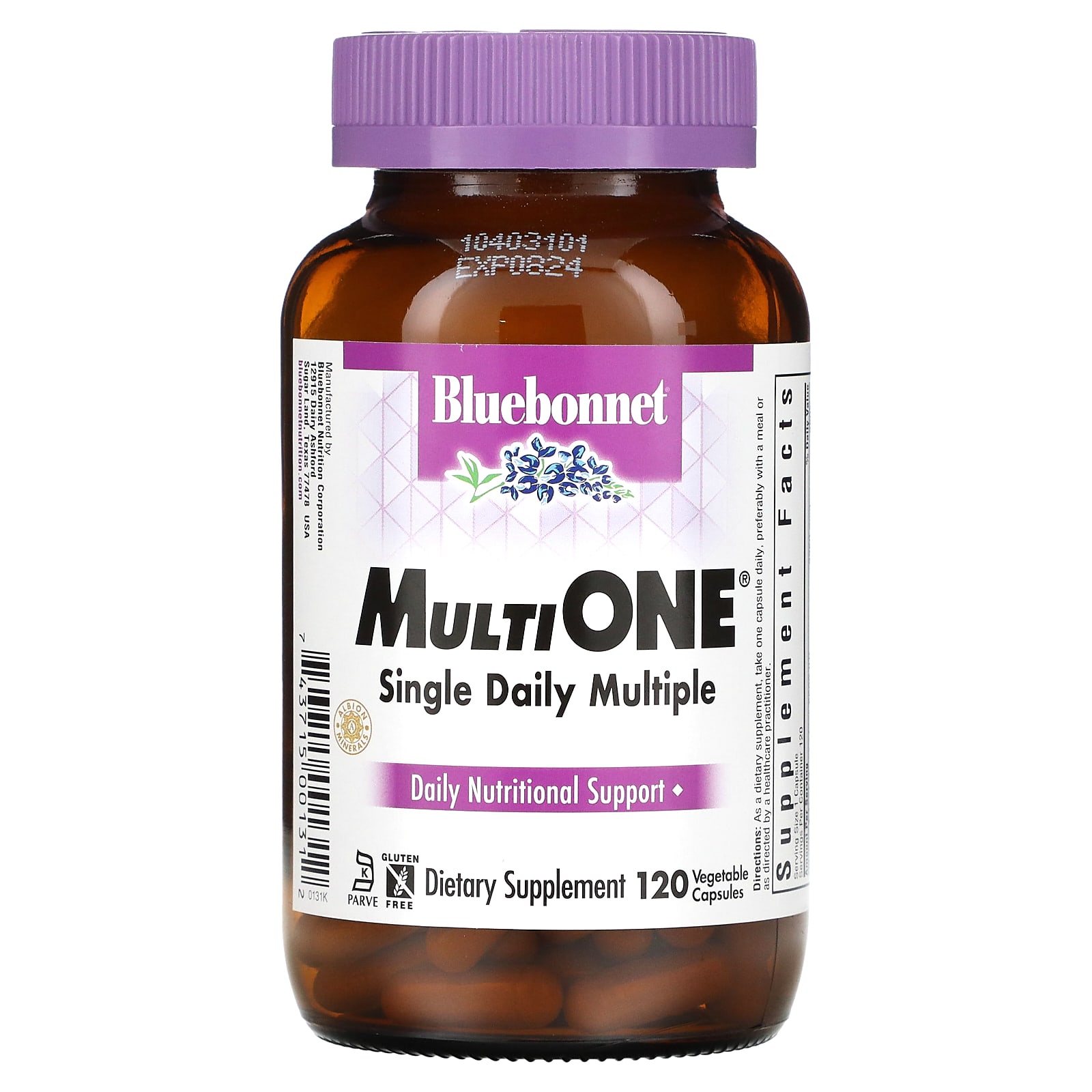 Bluebonnet Nutrition Мультивитамины Multi One для ежедневного употребления 120 растительных капсул 9090₽