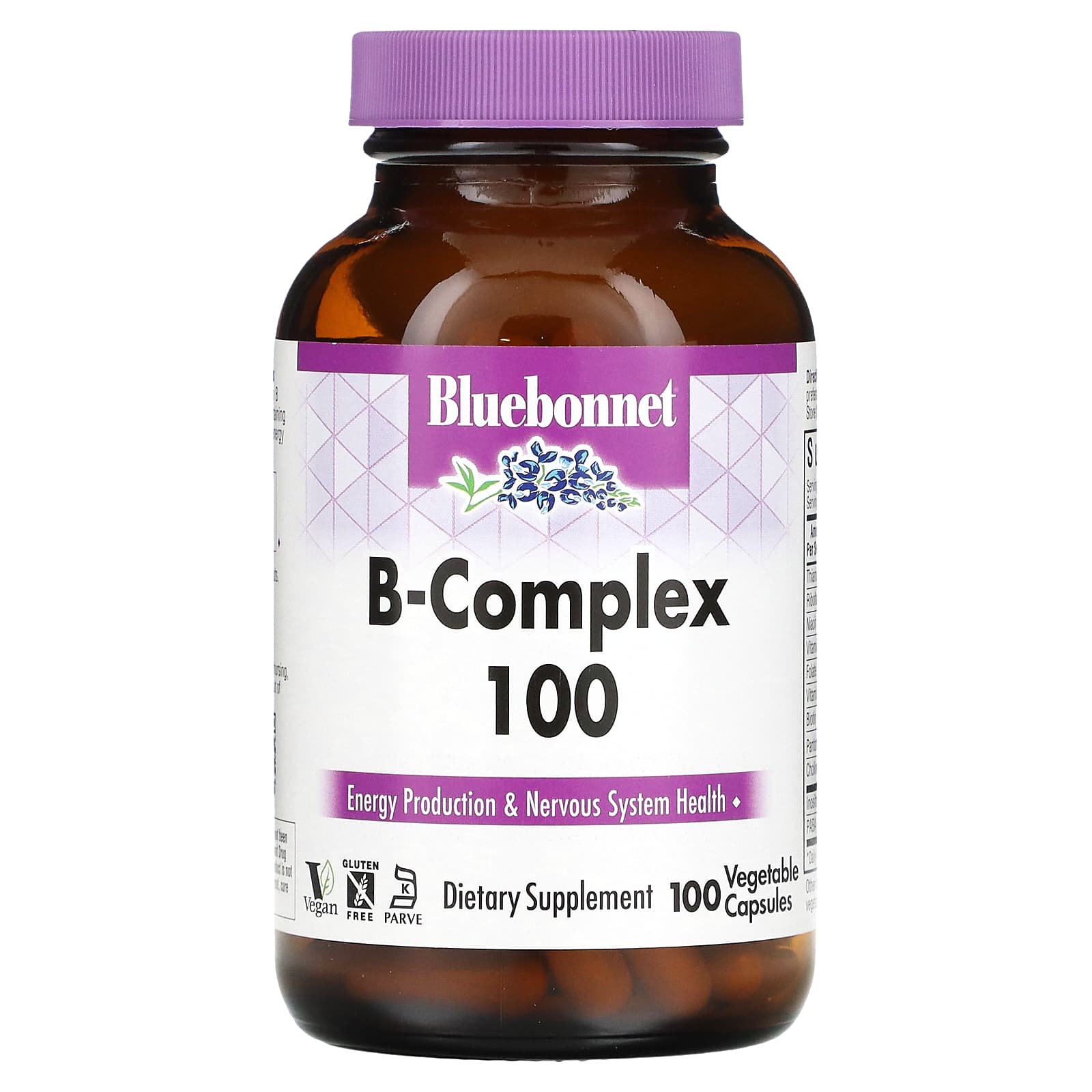 Bluebonnet Nutrition, B-Complex 100, витамины группы B, 100 вегетарианских капсул