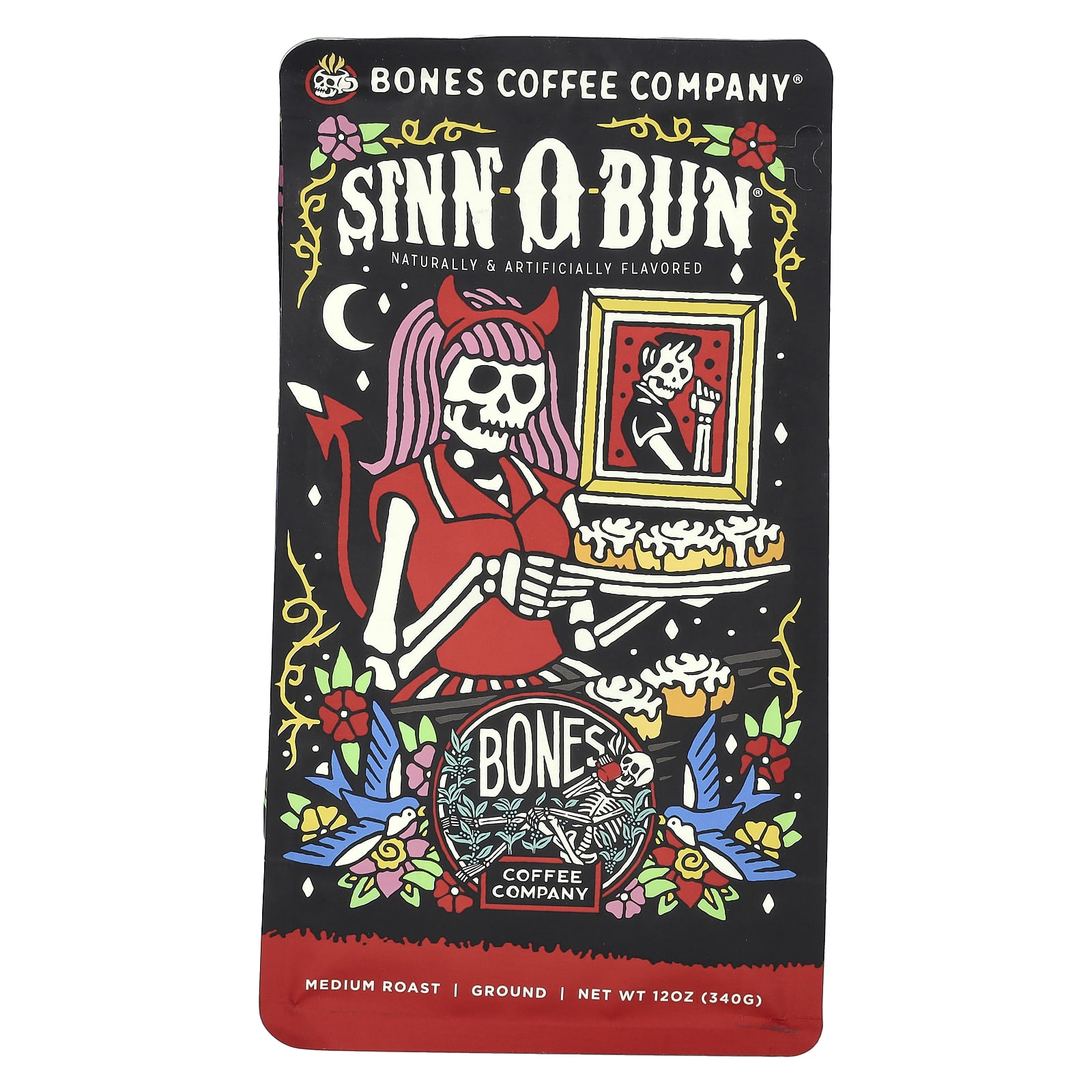 Bones Coffee Company, Sinn-O-Bun, молотый, средняя обжарка, 340 г (12 унций)