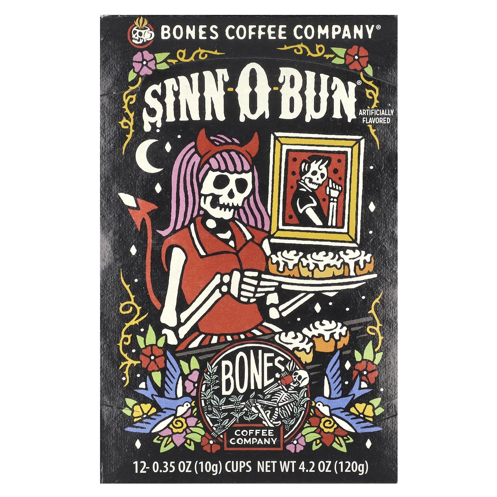 Bones Coffee Company, кофейные чашки, Sinn-O-Bun, 12 чашек по 10 г (0,35 унции)