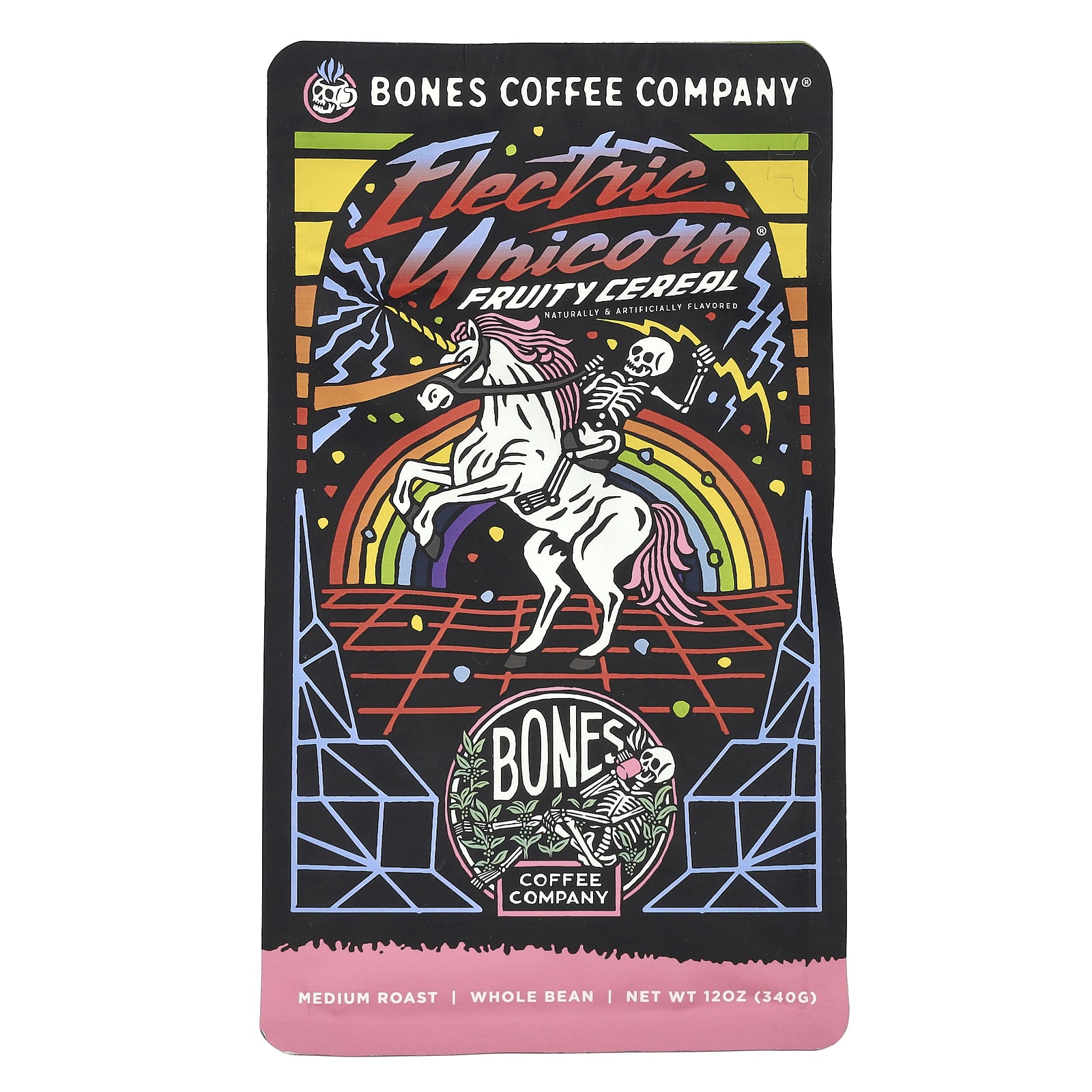 Bones Coffee Company, Power Unicorn, фруктовые хлопья, цельные бобы, средняя обжарка, 340 г (12 унций)