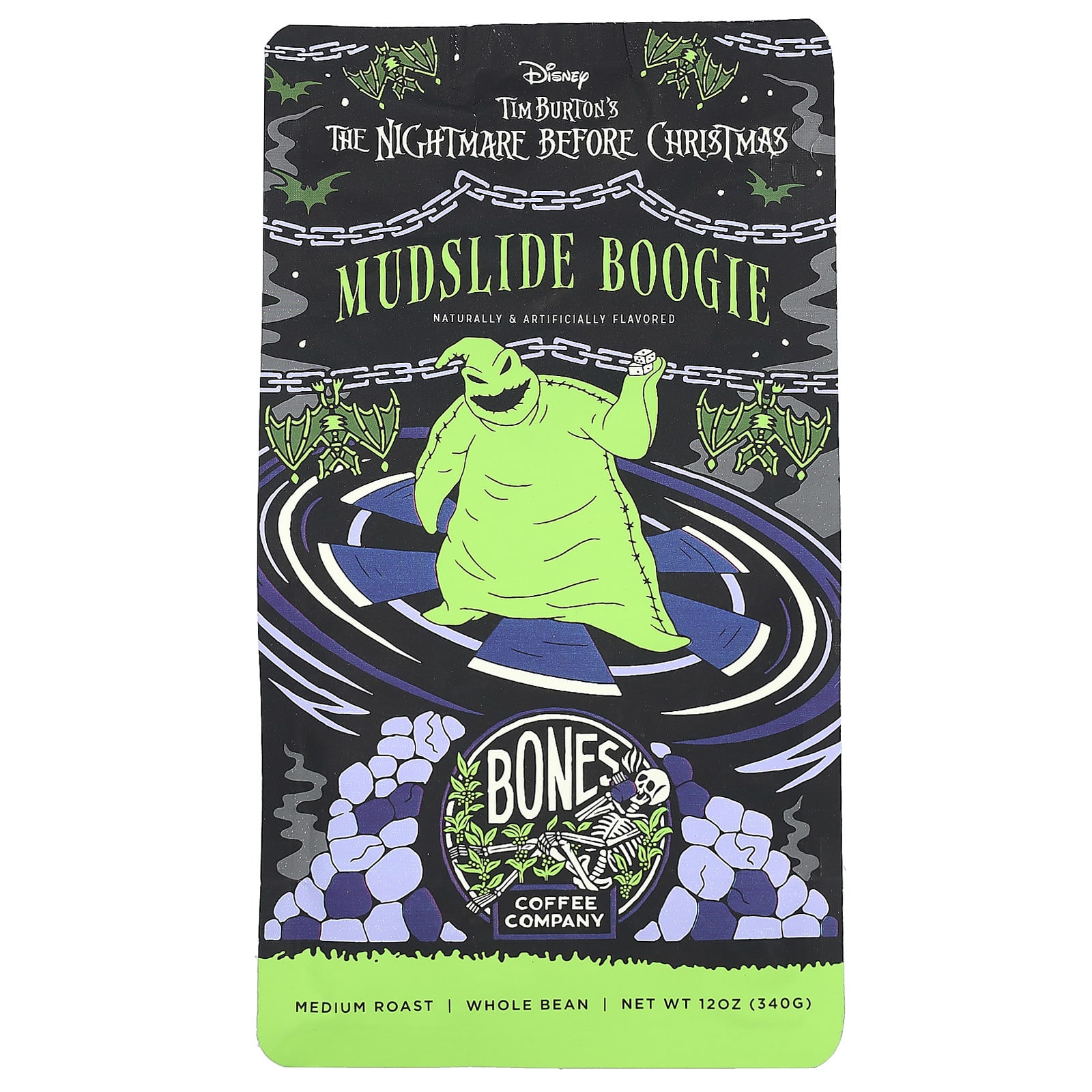 Bones Coffee Company, MudSLide Boogie, средняя обжарка, кофе из цельных зерен, 340 г (12 унций)