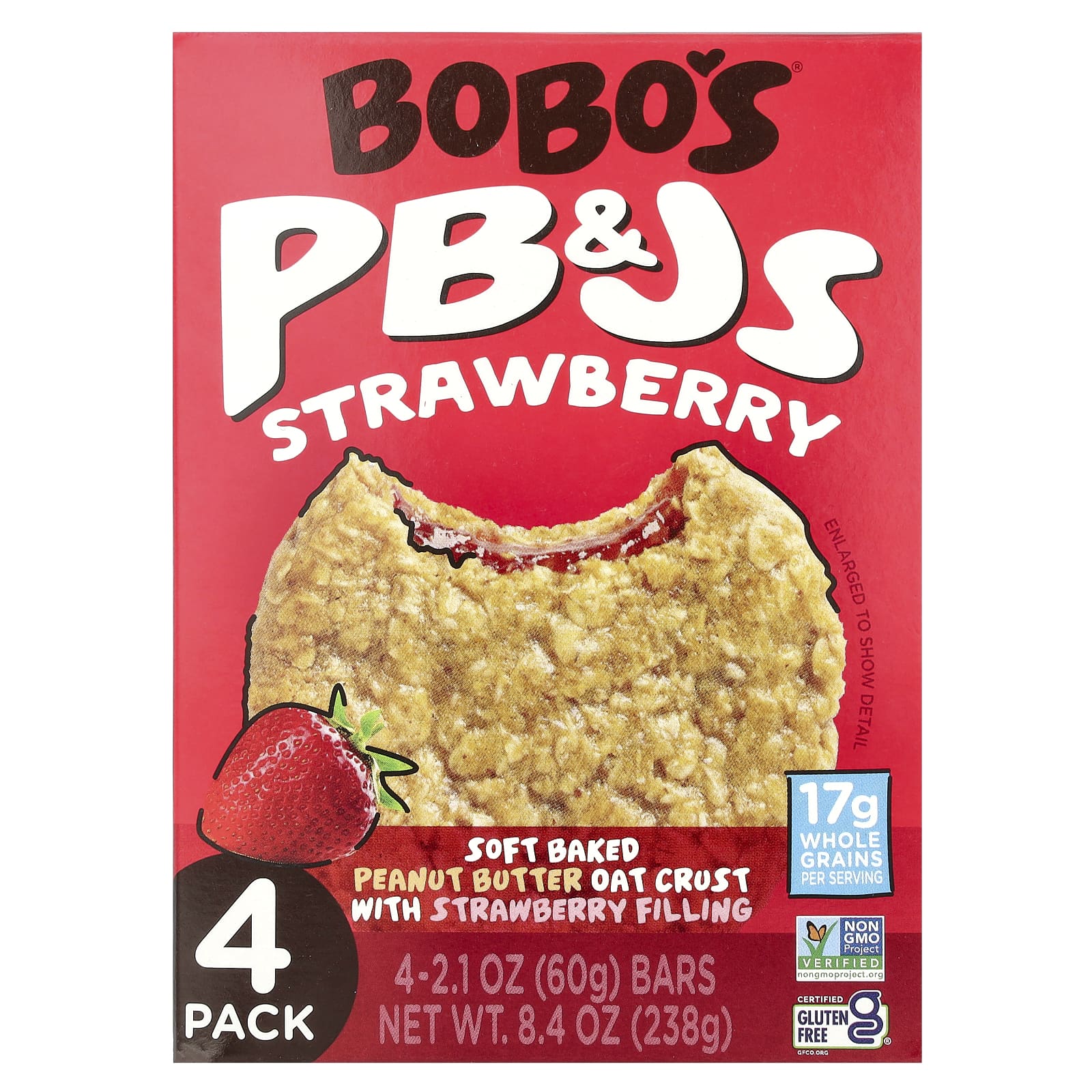 Bobos Oat Bars PB - Js клубника 4 упаковки по 60 г 21 унции 1790₽