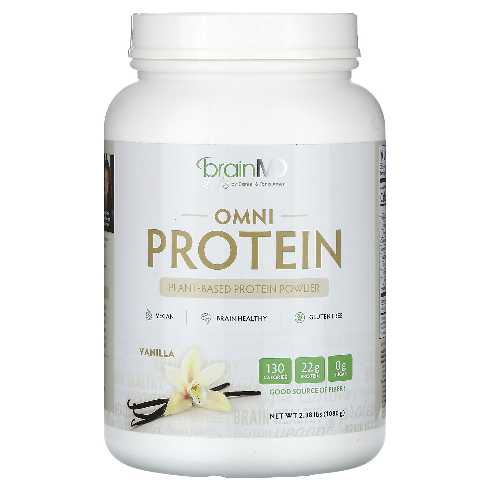 BrainMD Omni Protein протеиновый порошок из растительных ингредиентов со вкусом ванили 1080 г 238 фунта 11690₽
