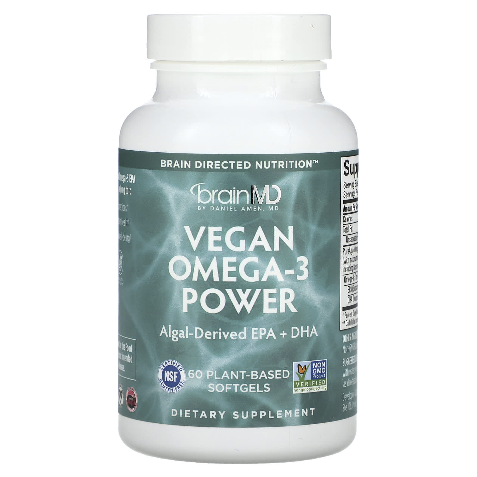 BrainMD Vegan Omega-3 Power 60 растительных капсул 11690₽