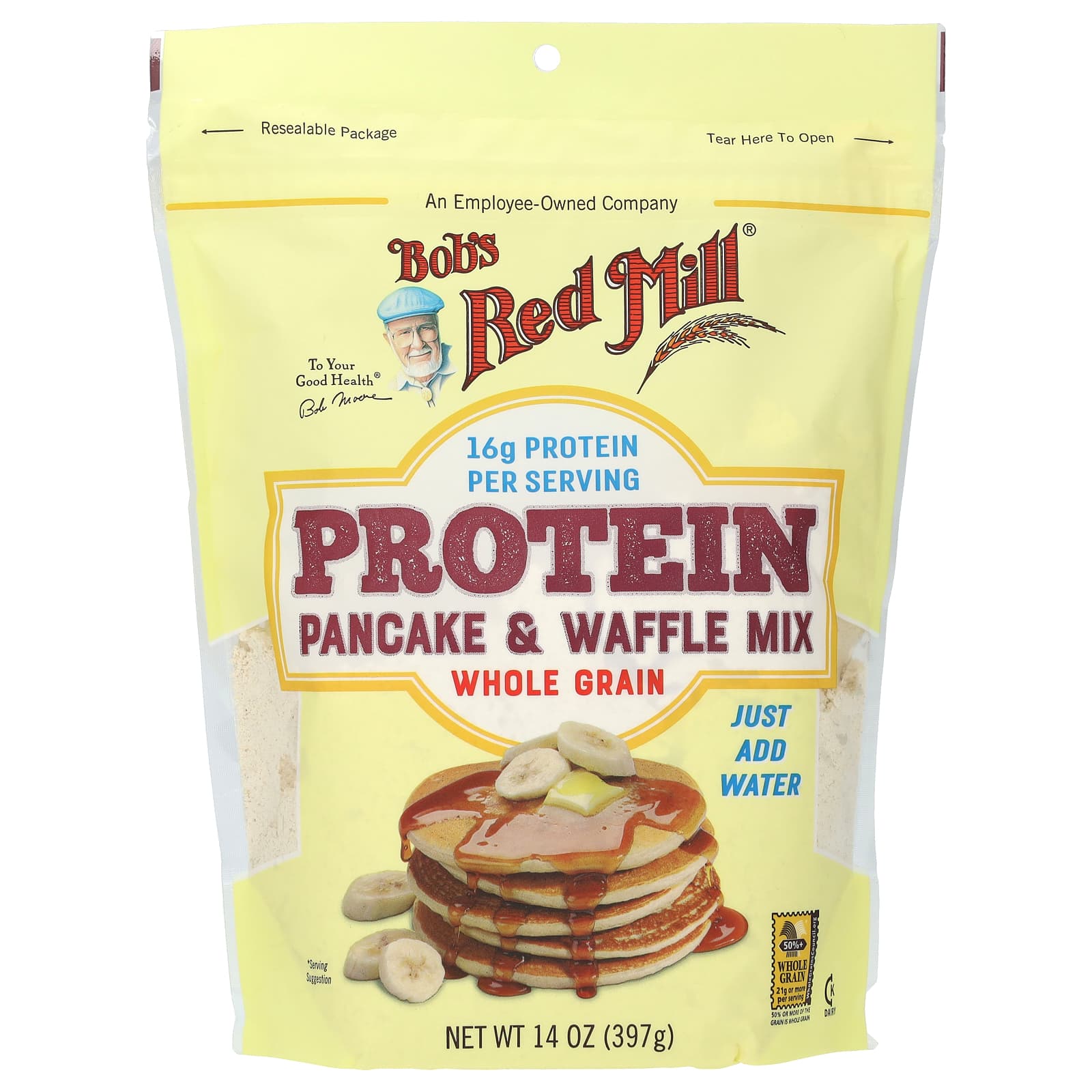 Bob's Red Mill, протеиновая смесь для блинов и вафель, цельнозерновая, 397 г (14 унций)