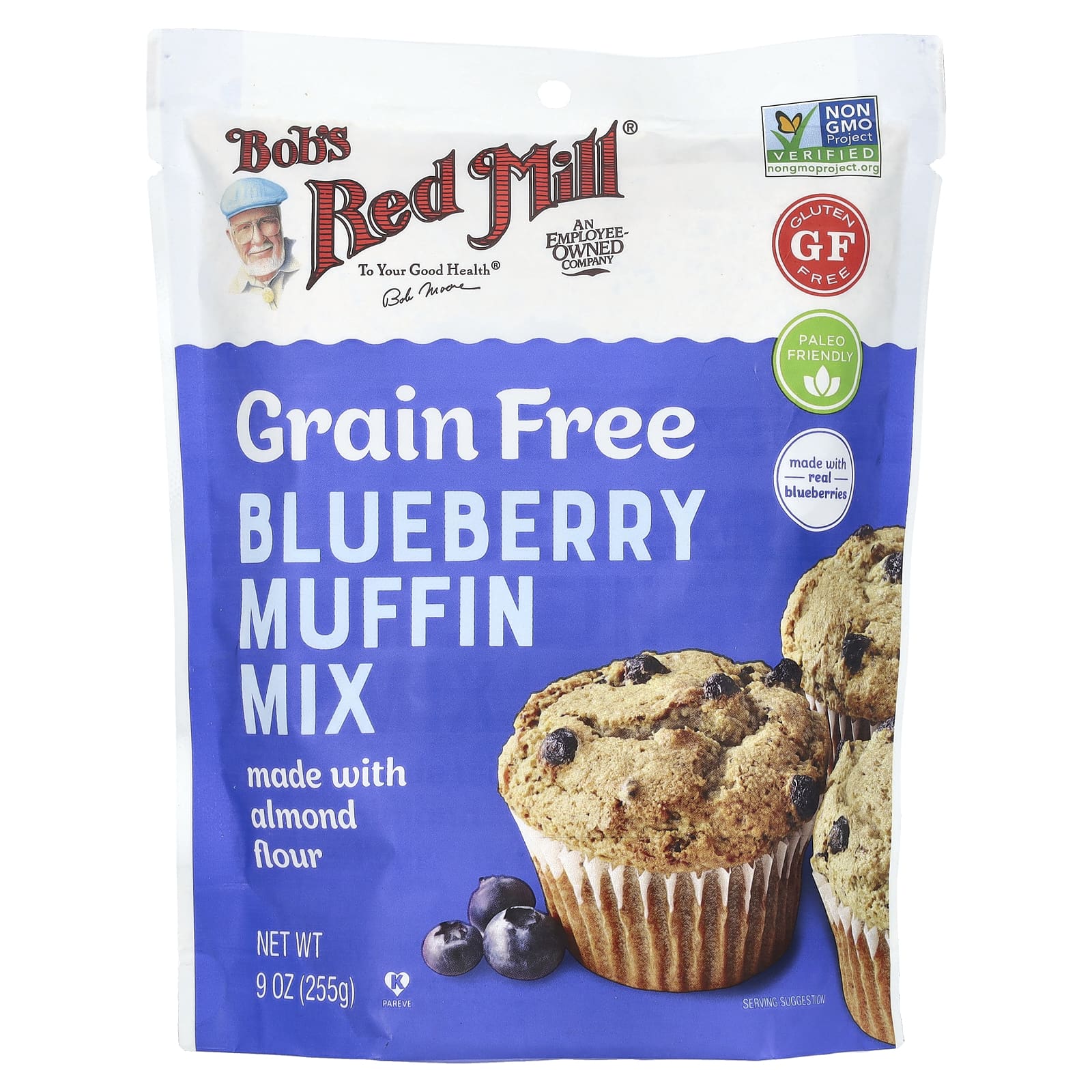 Bob's Red Mill, Без злаков, смесь кексов с голубикой, с миндальной мукой, 255 г (9 унций)
