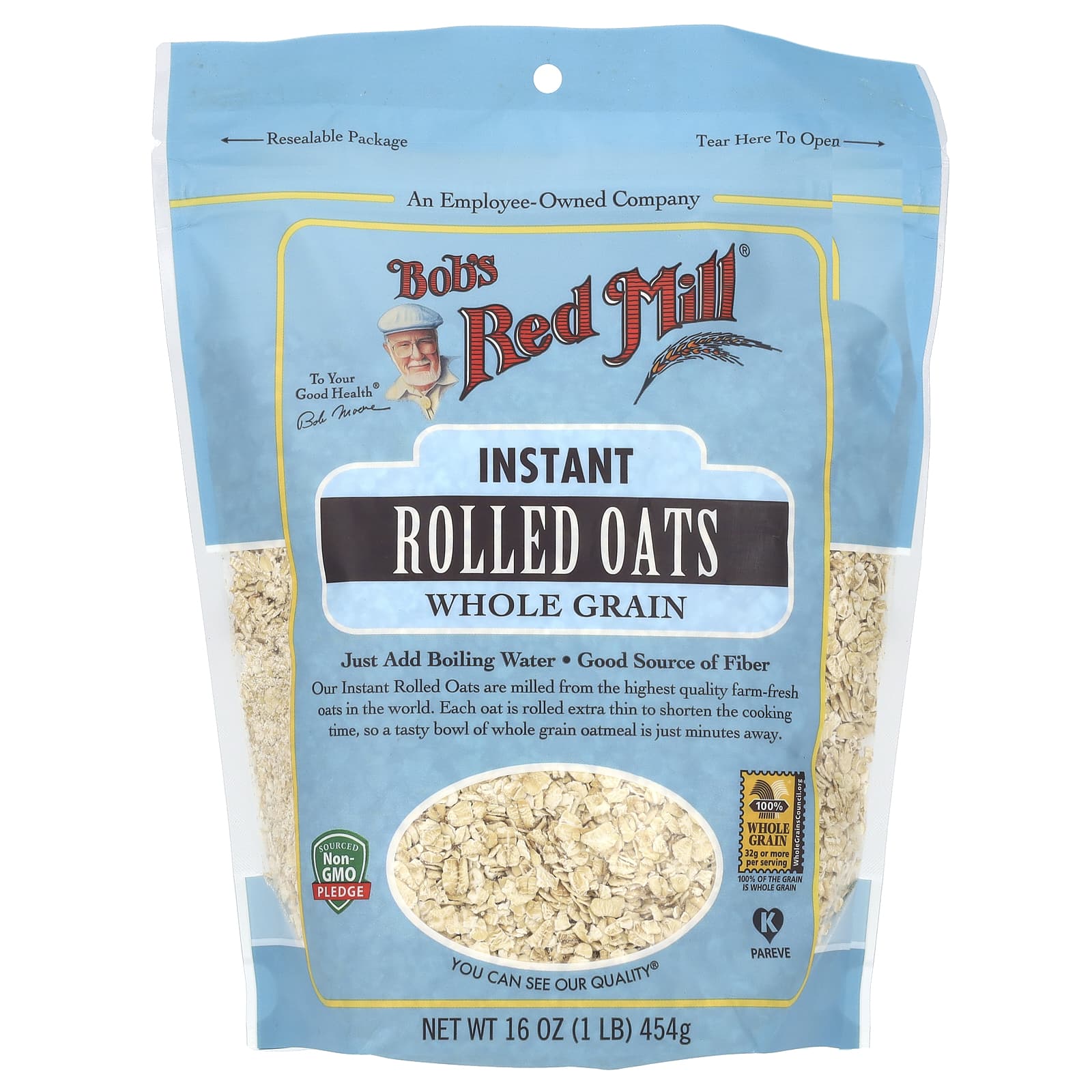 Bob's Red Mill, овсяные хлопья быстрого приготовления, цельнозерновые, 454 г (16 унций)