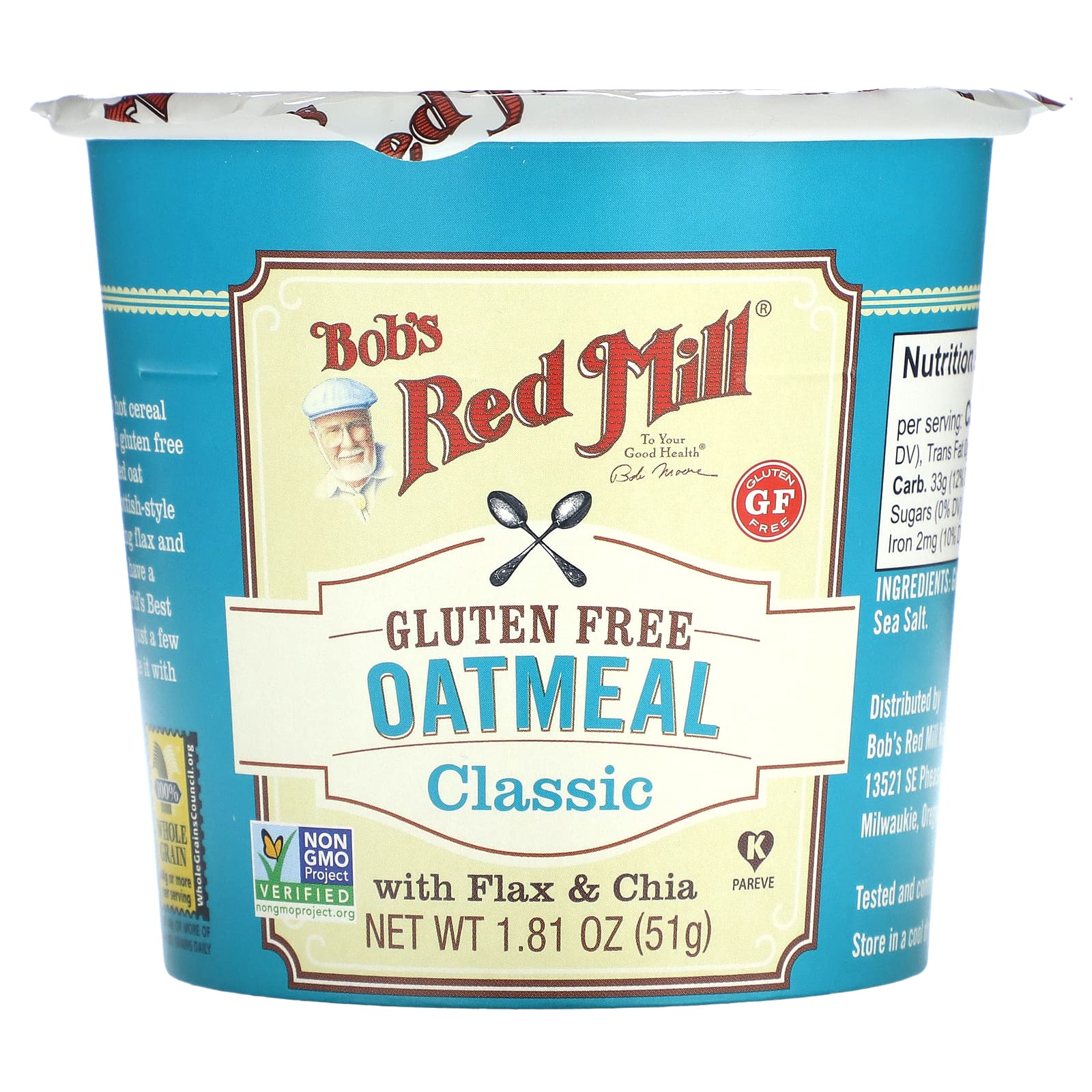 Bob's Red Mill, Овсянка, классическая, 51 г (1,81 унции)