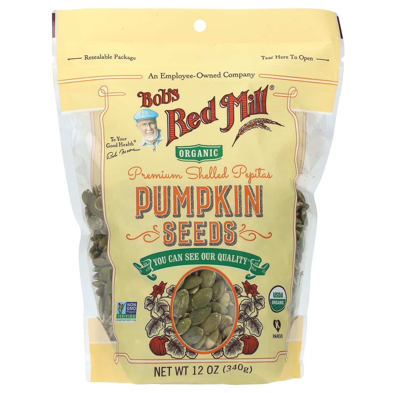 Bob's Red Mill, органические очищенные тыквенные семечки, 340 г (12 унций)