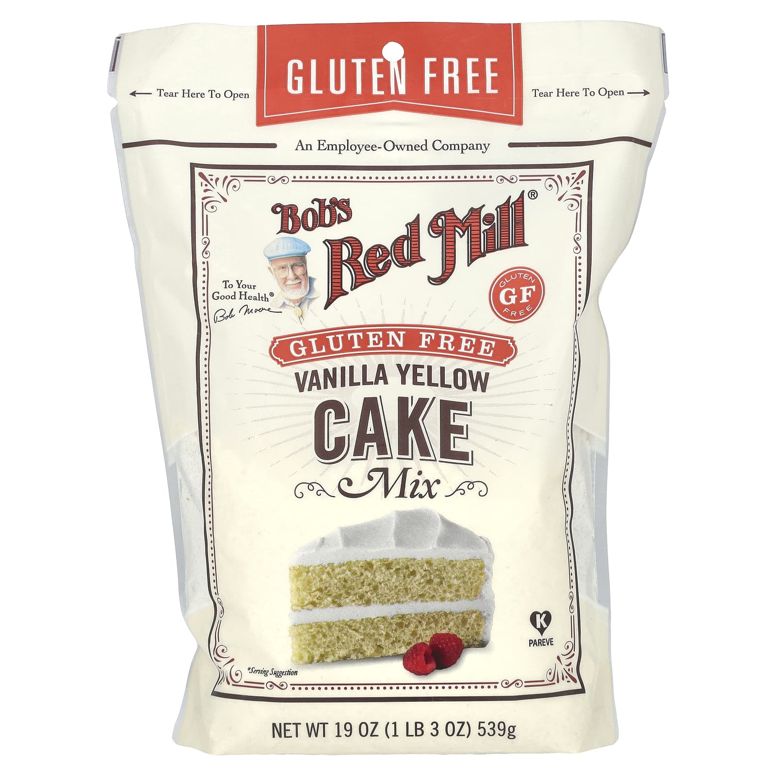 Bob's Red Mill, смесь для приготовления желтого торта с ванилью, без глютена, 539 г (19 унций)