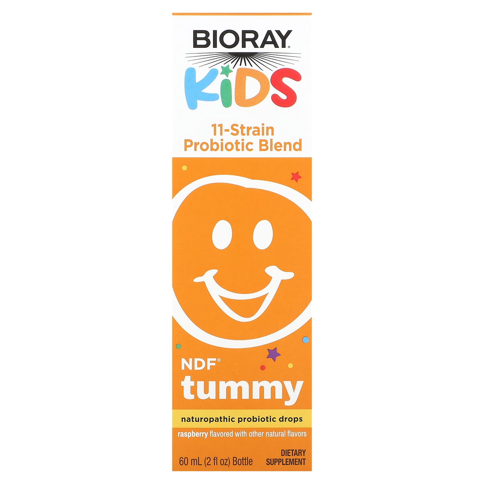 Bioray, Kids, NDF Tummy, смесь из 11 штаммов пробиотиков, со вкусом малины, 60 мл (2 жидк. унции)