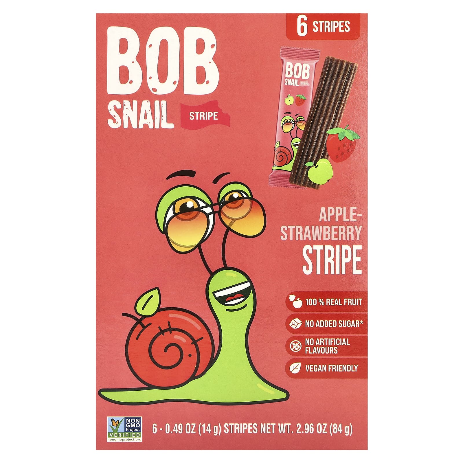 Bob Snail фруктовая полоска яблоко и клубника 6 полосок по 14 г 049 унции 1390₽
