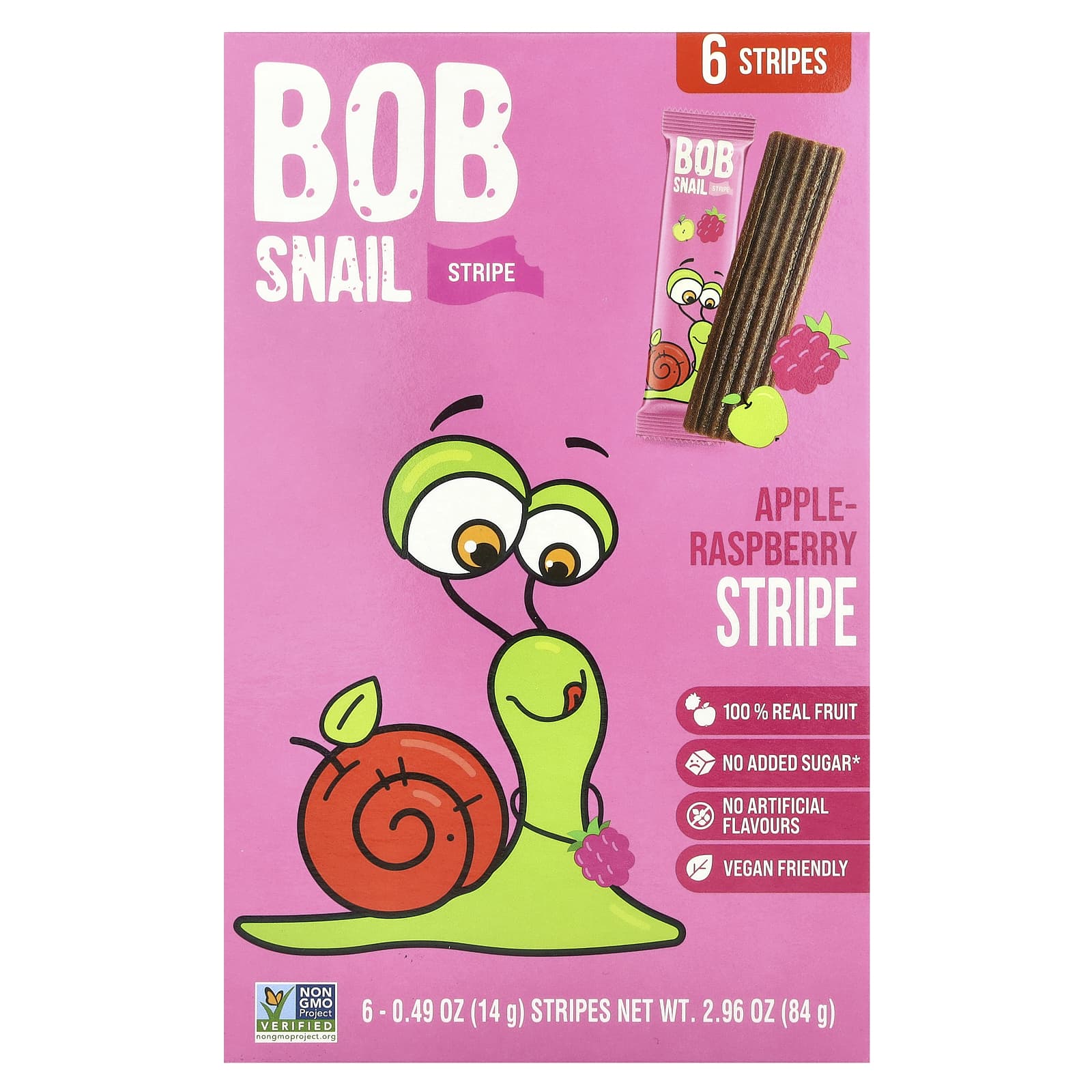 Bob Snail, Fruit Stripe, яблоко и малина, 6 шт., 14 г (0,49 унции)