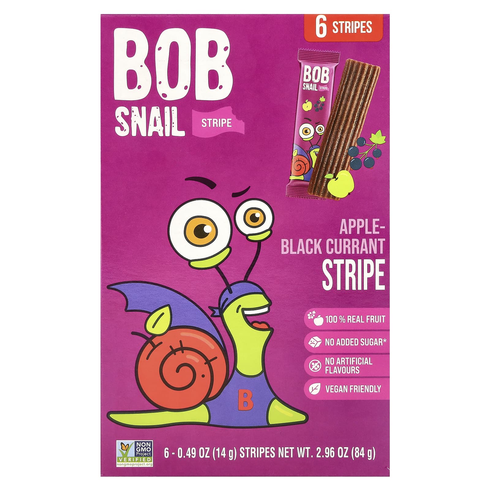 Bob Snail Fruit Stripe яблоко и черная смородина 6 шт 14 г 049 унции 1490₽