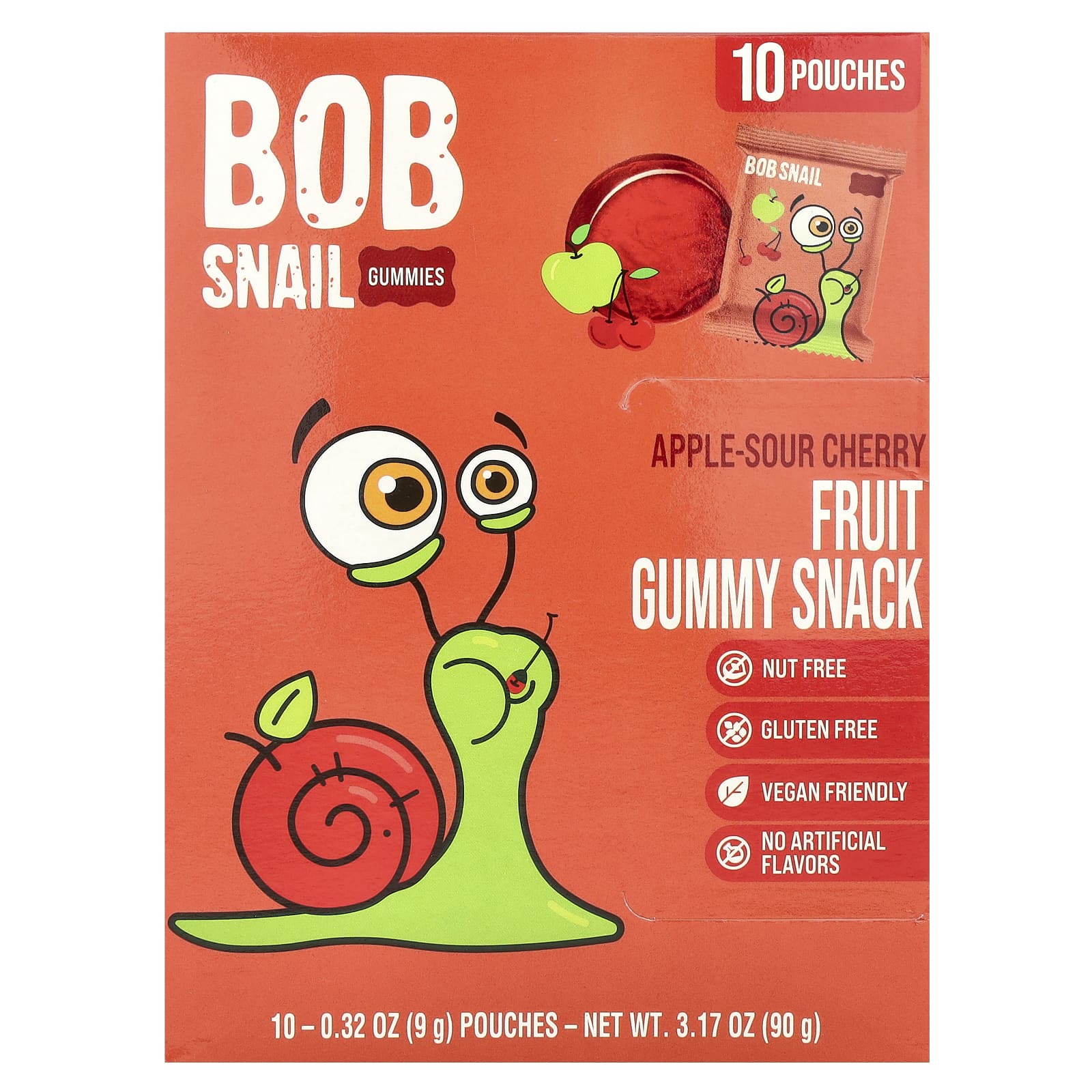 Bob Snail, фруктовое желе, яблоко и вишня, 10 шт., 90 г