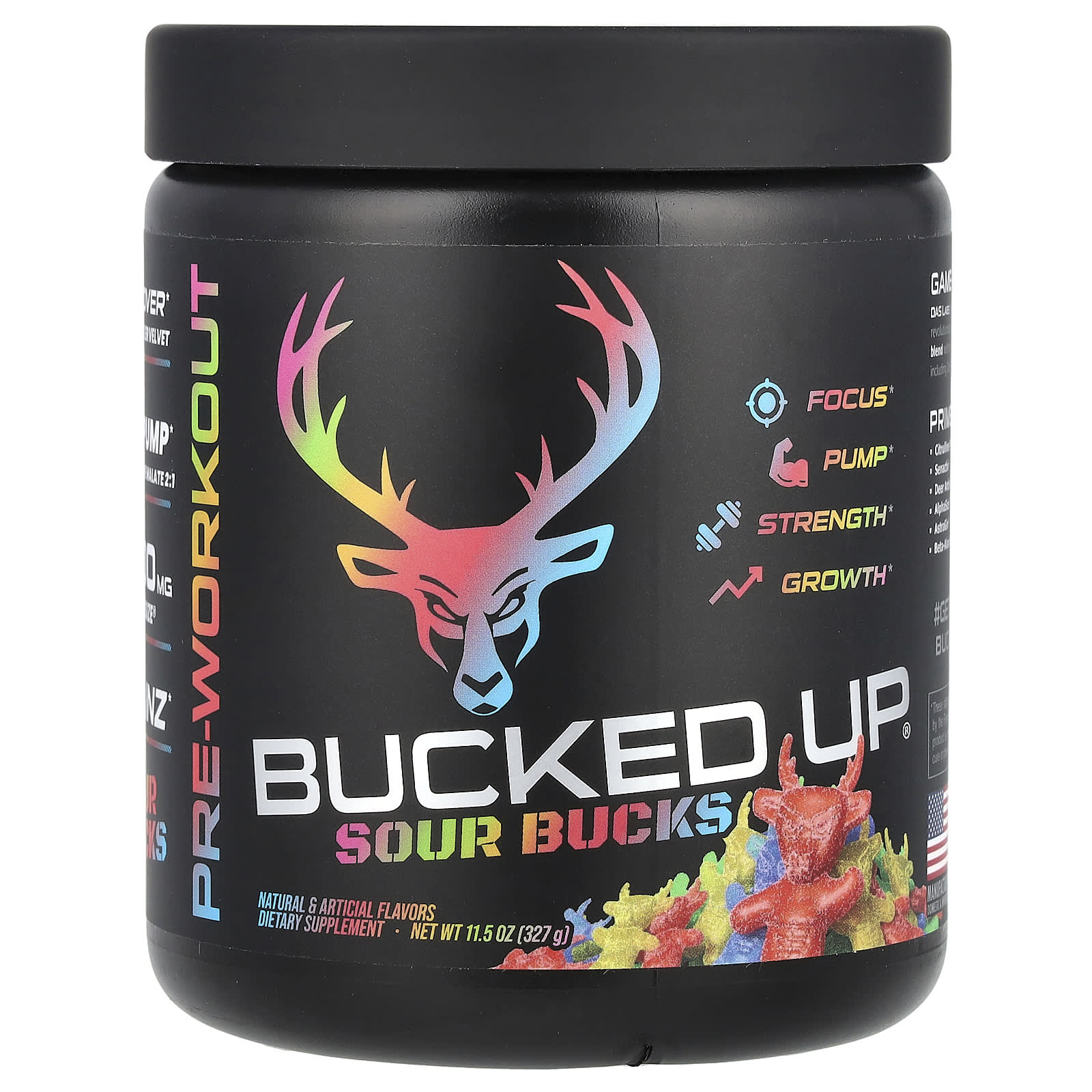 Bucked Up предтренировочный комплекс Sour Bucks кислые жевательные конфеты 327 г 115 унции 8390₽