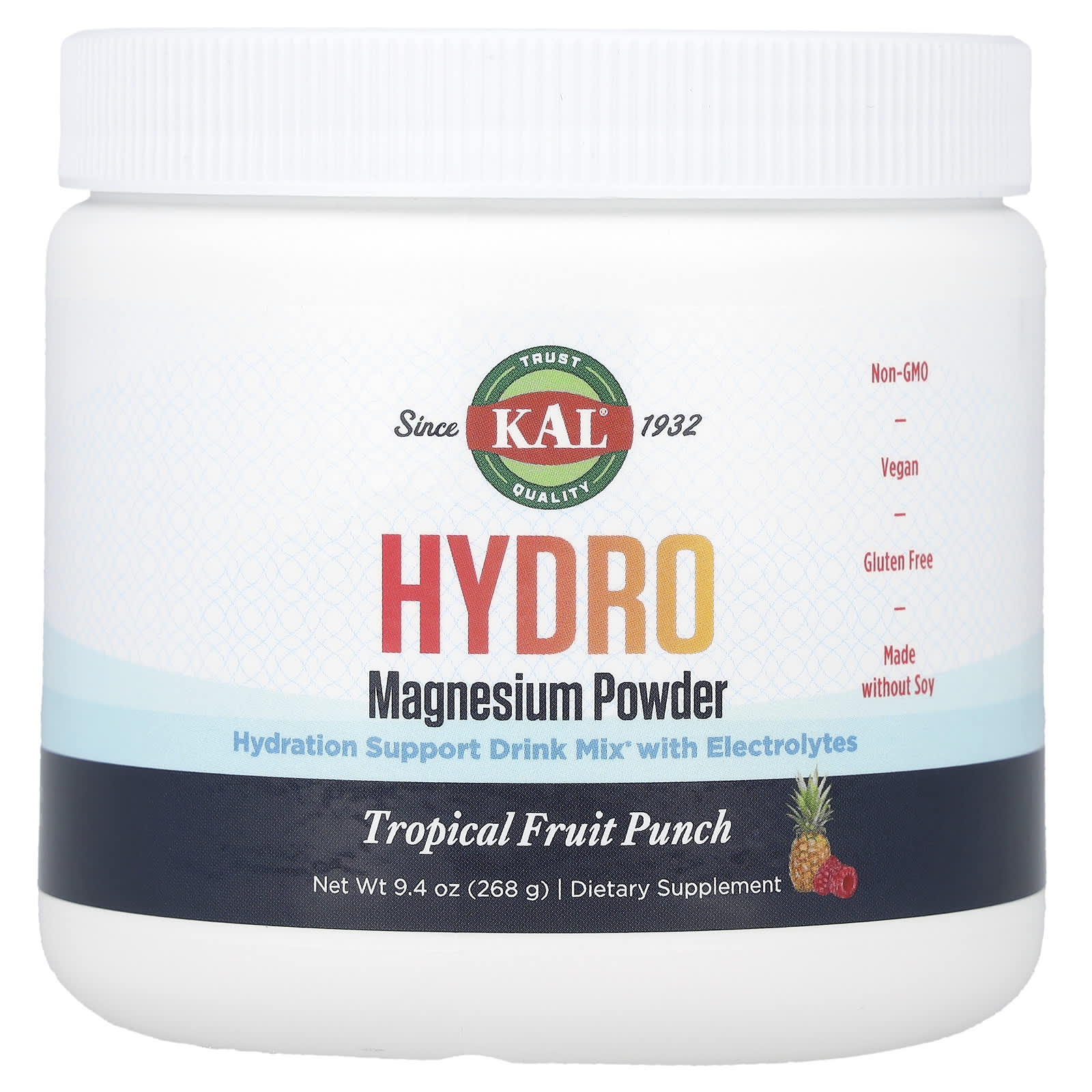 KAL, Hydro Magnesium Powder, пунш из тропических фруктов, 268 г (9,4 унции)